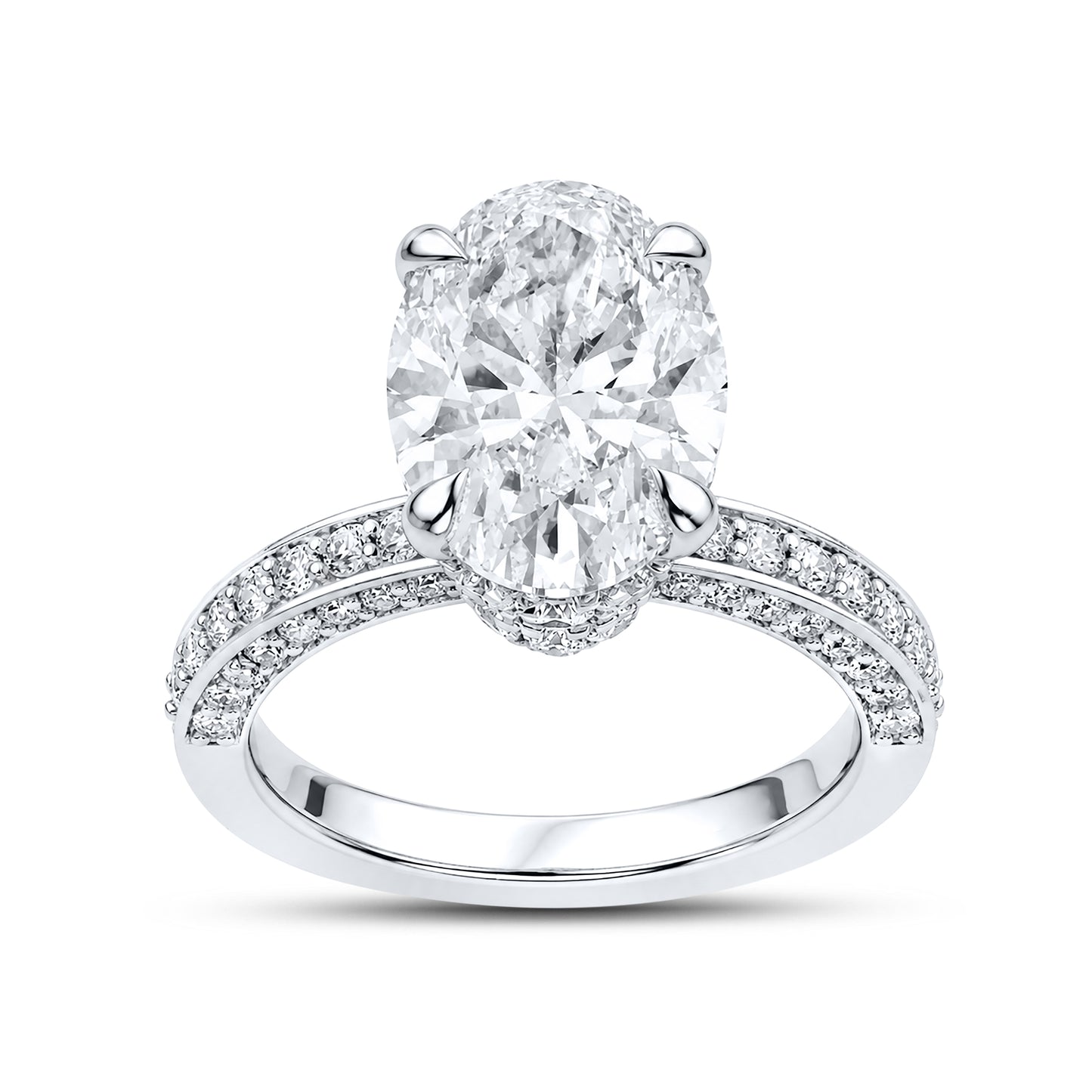 14KT WHITE GOLD 7.31 CTW LAB DIAMOND OVAL RING 5.07 CTW CENTER