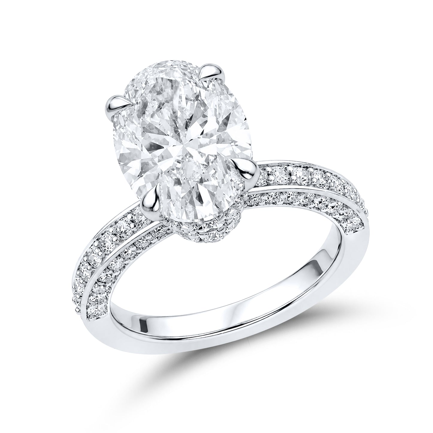 14KT WHITE GOLD 7.31 CTW LAB DIAMOND OVAL RING 5.07 CTW CENTER