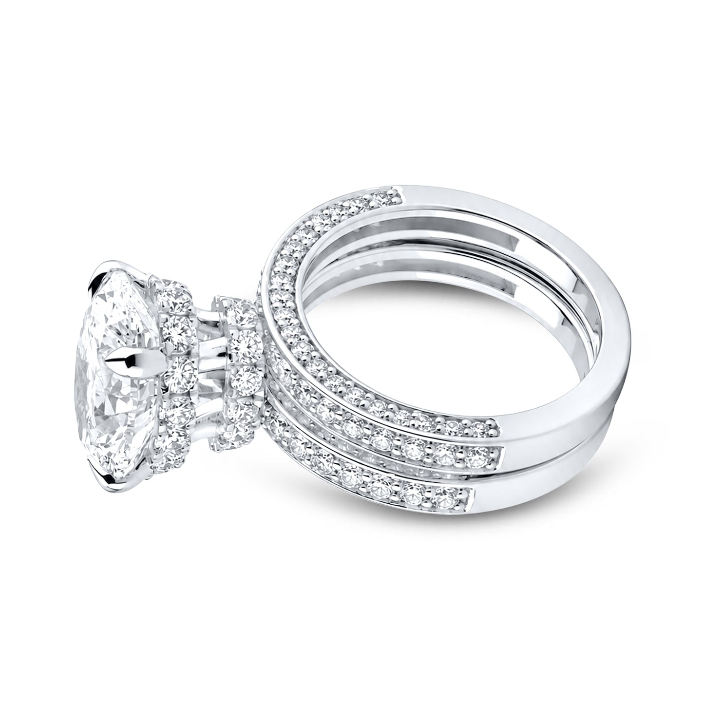 14KT WHITE GOLD 7.31 CTW LAB DIAMOND OVAL RING 5.07 CTW CENTER