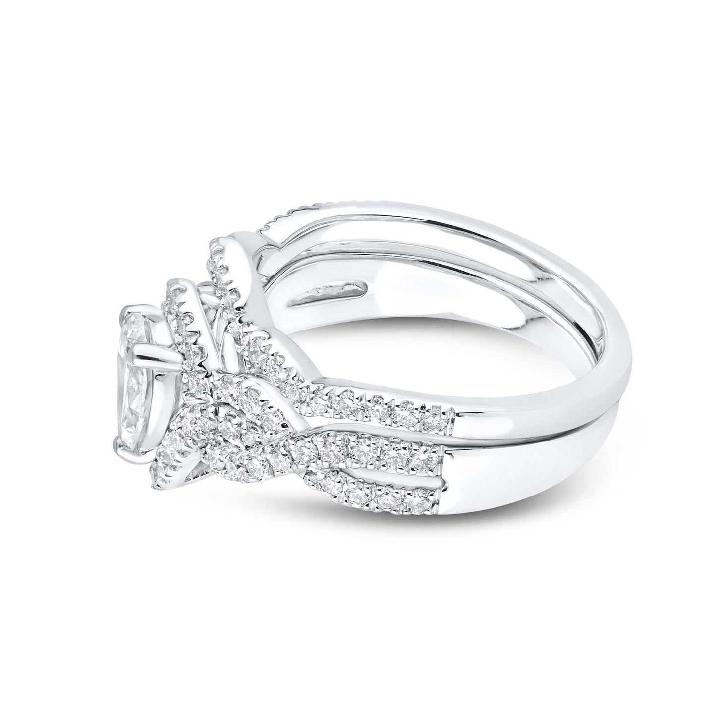 10K WHITE GOLD LAB DIAMOND BRIDAL SET 1.55 CTW