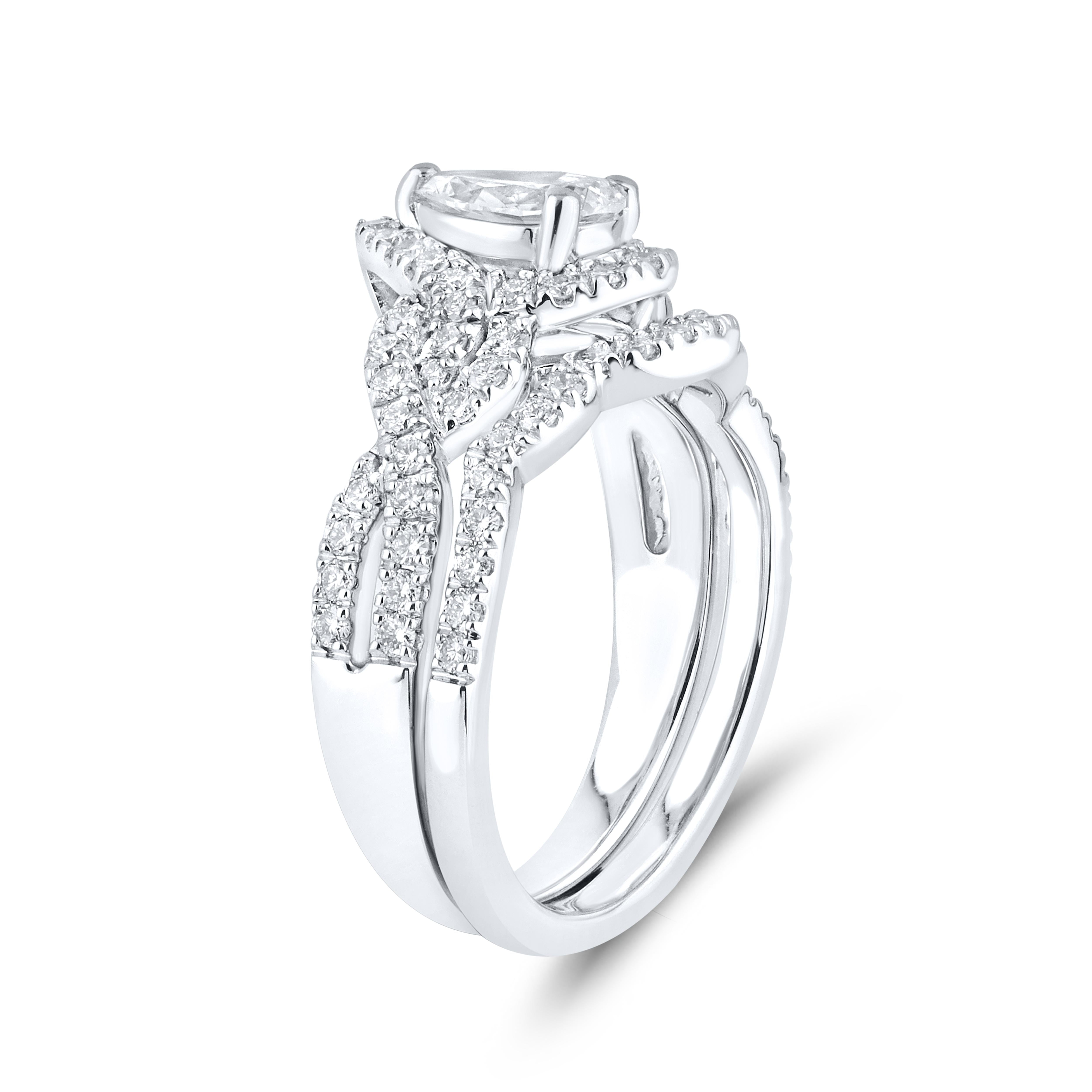 14KT WHITE GOLD LAB DIAMOND PEAR SHAPE BRIDAL SET 2.32 CTW