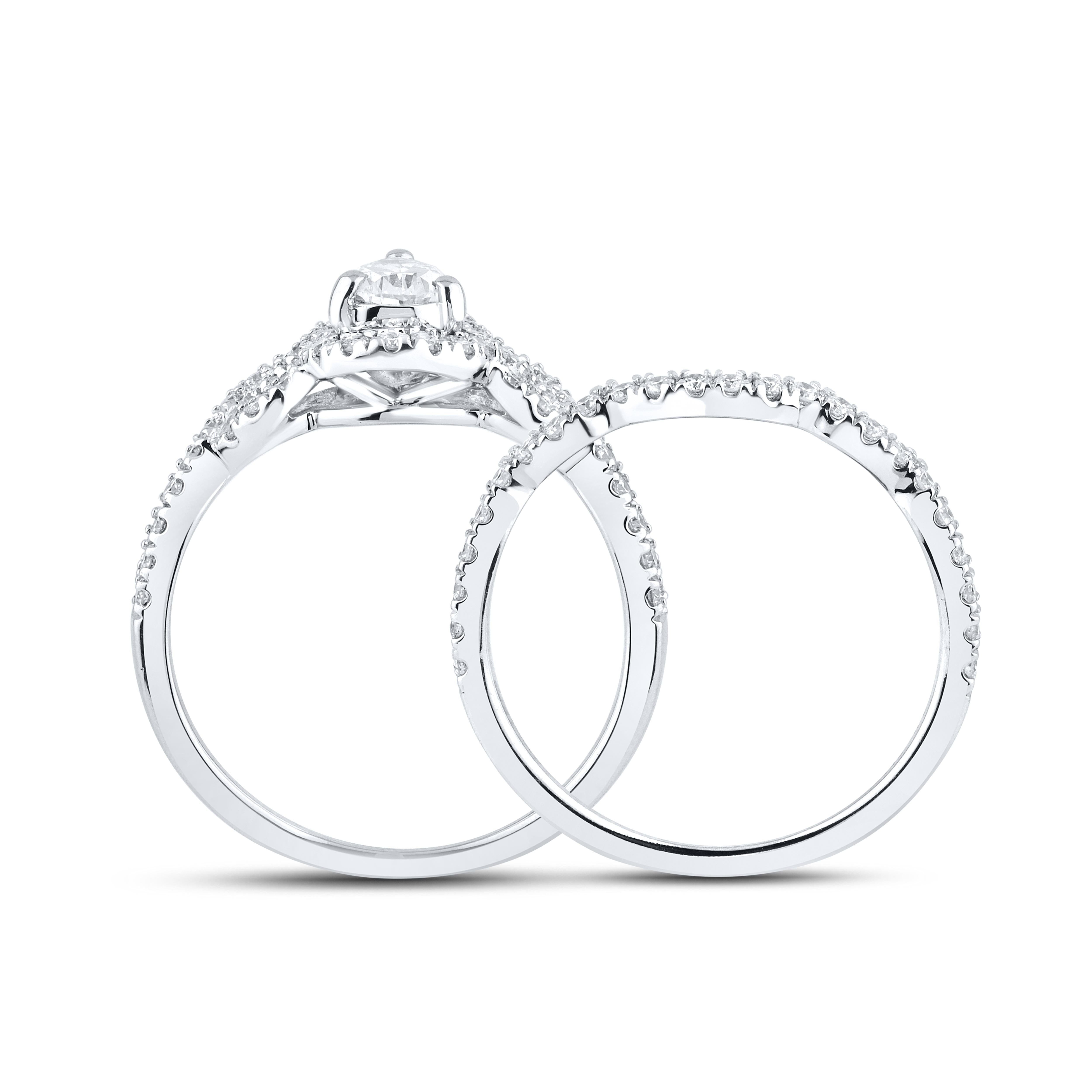 14KT WHITE GOLD LAB DIAMOND PEAR SHAPE BRIDAL SET 2.32 CTW