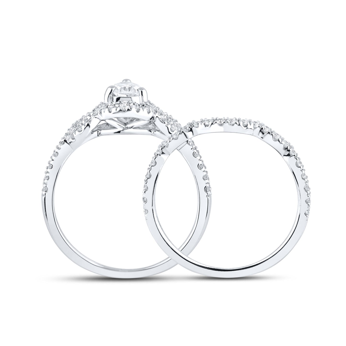 10K WHITE GOLD LAB DIAMOND BRIDAL SET 1.55 CTW