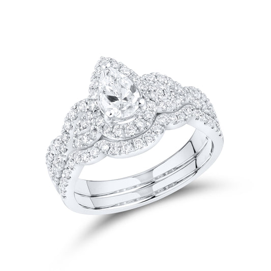 10K WHITE GOLD LAB DIAMOND BRIDAL SET 1.55 CTW