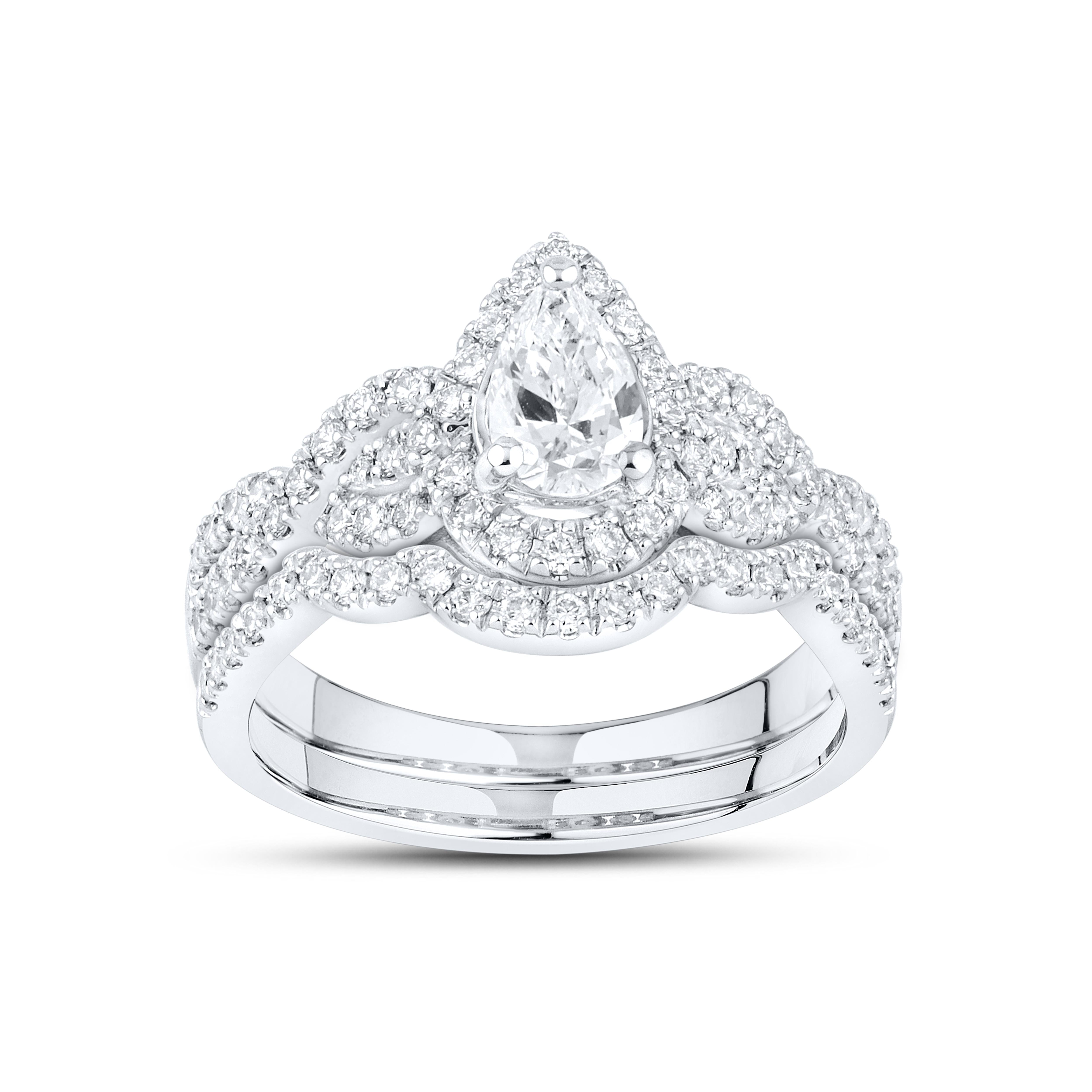 14KT WHITE GOLD LAB DIAMOND PEAR SHAPE BRIDAL SET 2.32 CTW