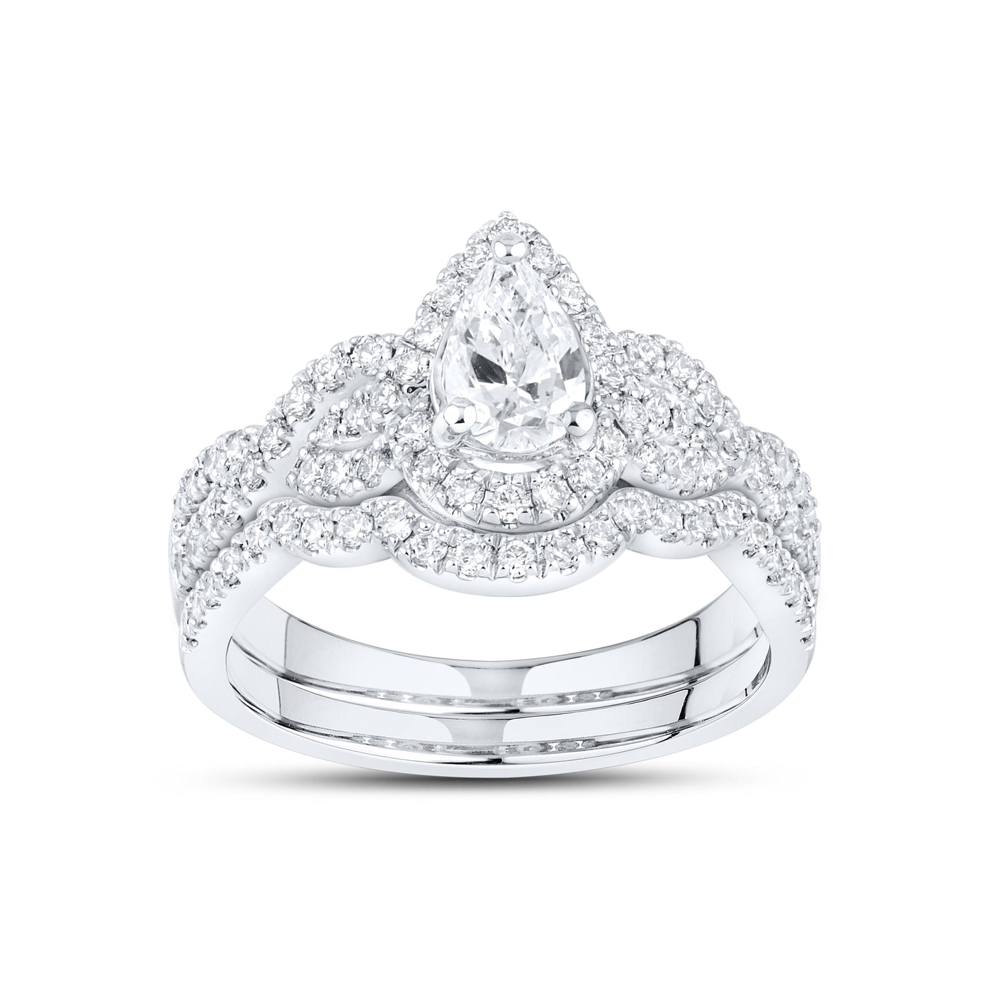 10K WHITE GOLD LAB DIAMOND BRIDAL SET 1.55 CTW