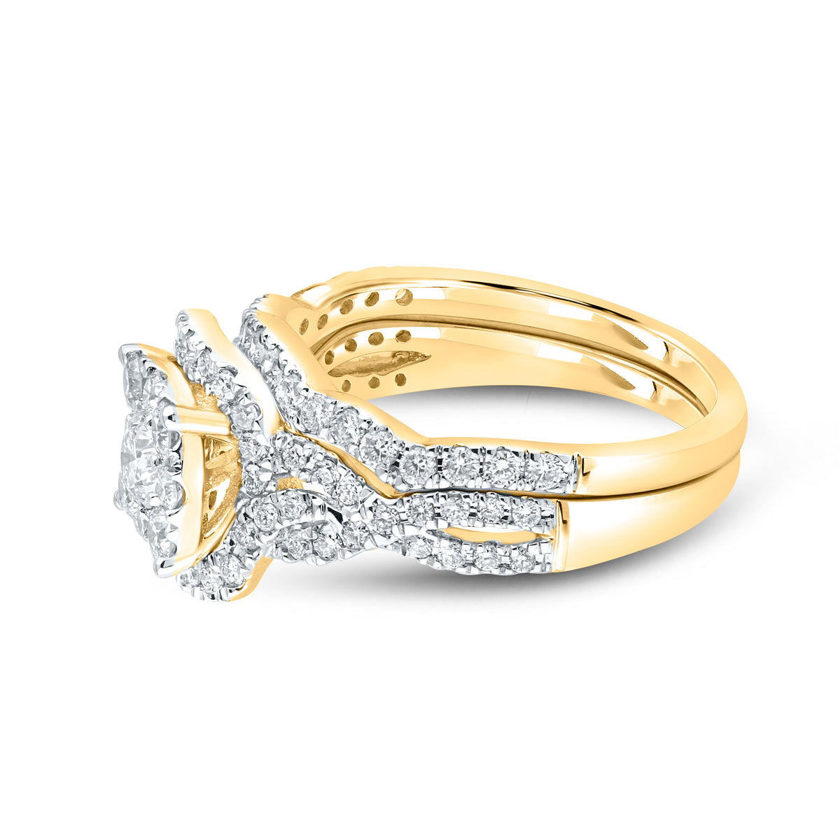 10KT YELLOW GOLD LAB DIAMOND BRIDAL SET 1.25 CTW