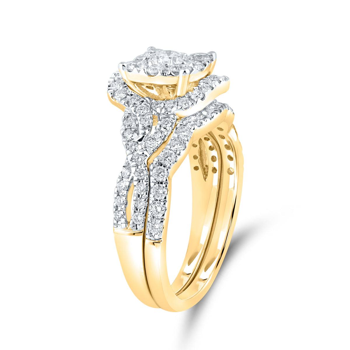 10KT YELLOW GOLD LAB DIAMOND BRIDAL SET 1.25 CTW