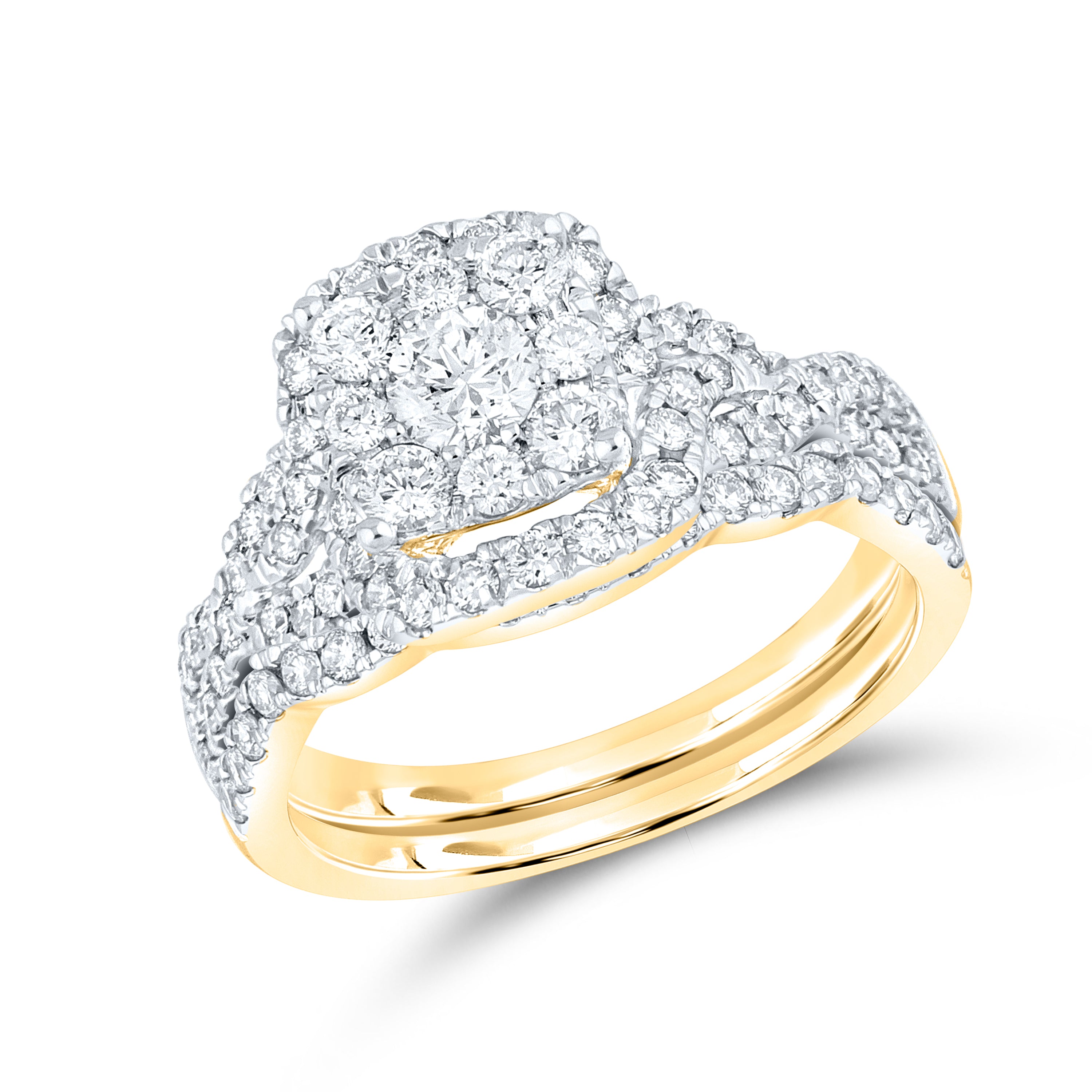 10KT YELLOW GOLD LAB DIAMOND BRIDAL SET 1.25 CTW