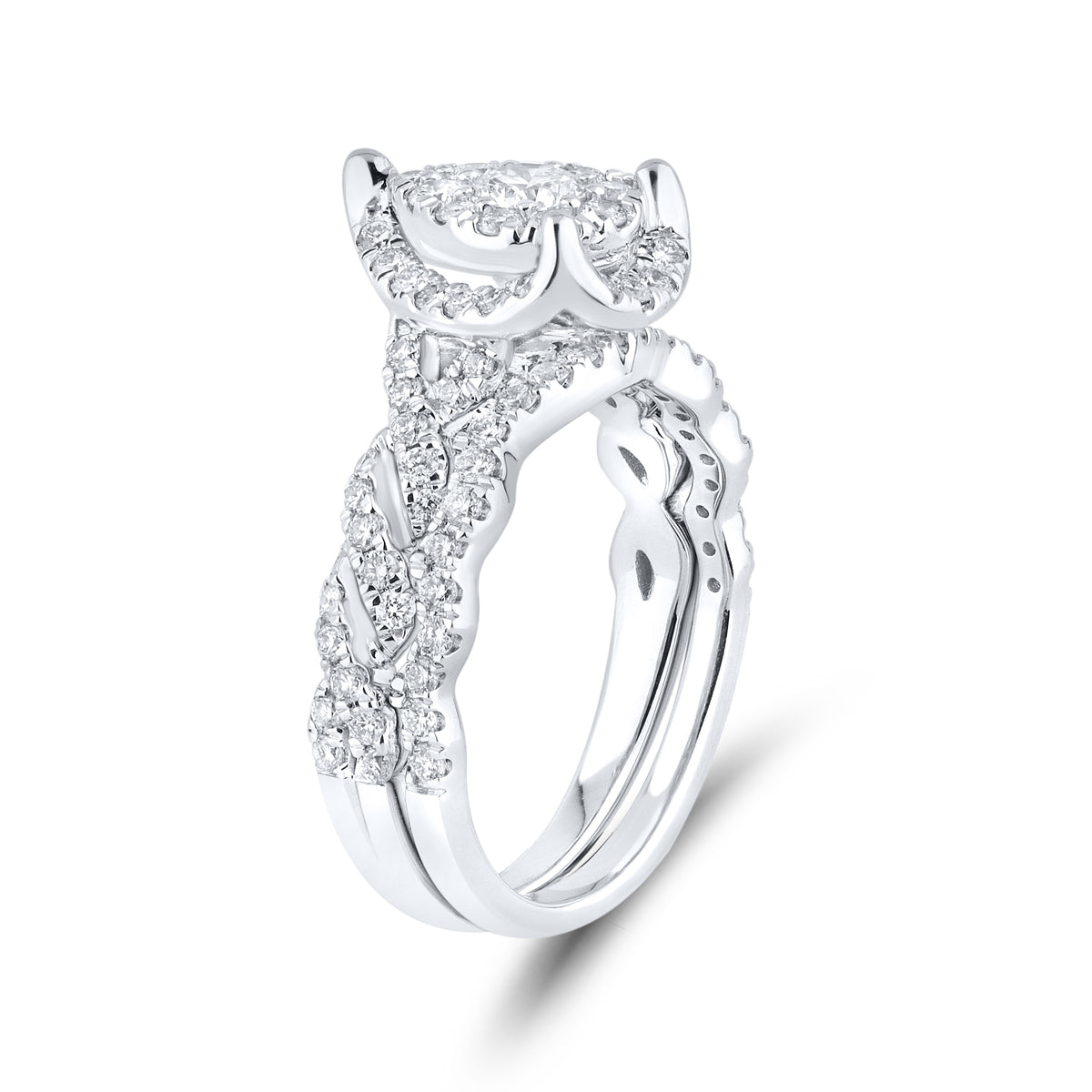 14kt White Gold 1.29 CTW Lab Diamond Bridal Ring Set