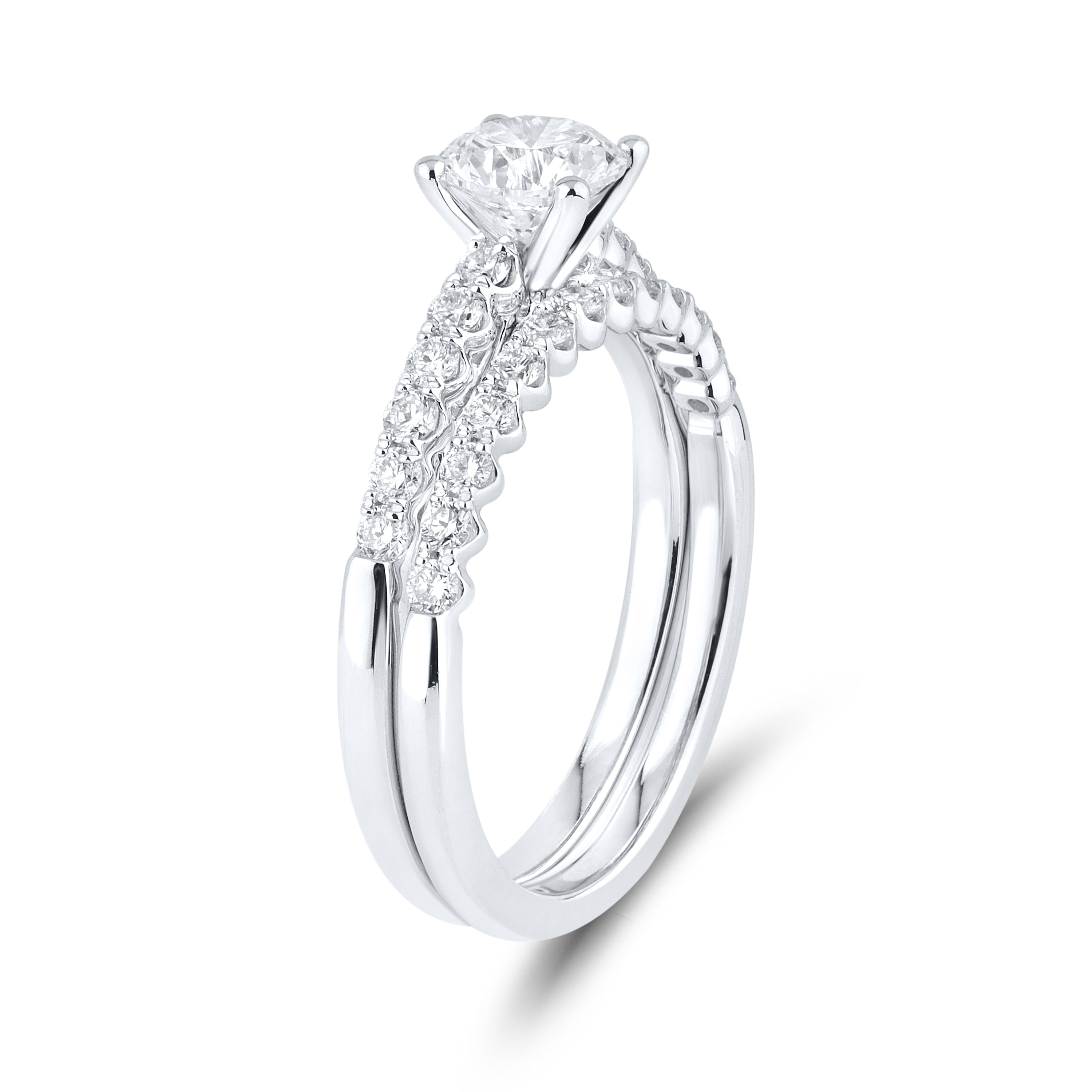 10KT WHITE GOLD 1.27 CTW LAB DIAMOND BRIDAL SET