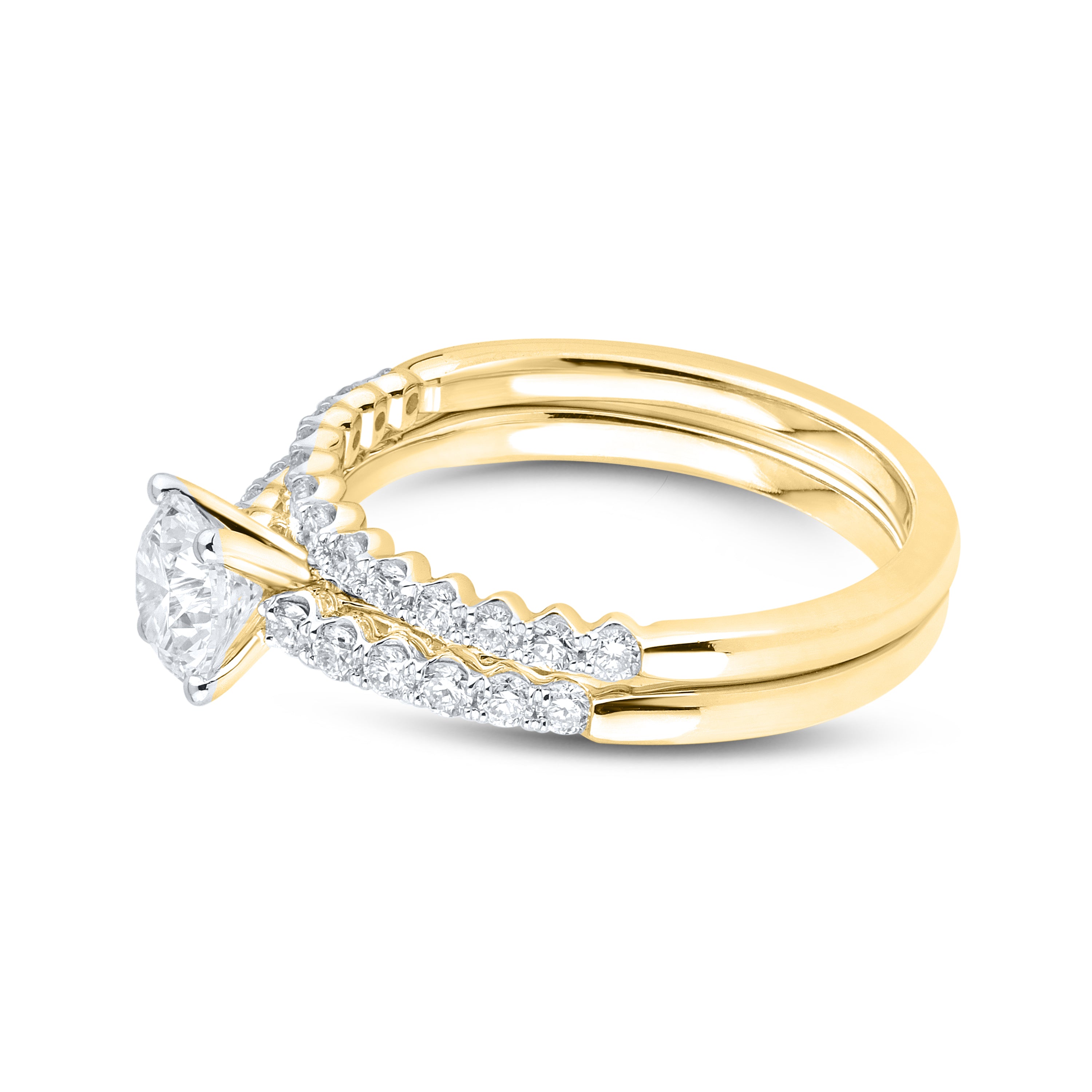 14KT YELLOW GOLD 1.25 CTW LAB DIAMOND BRIDAL SET