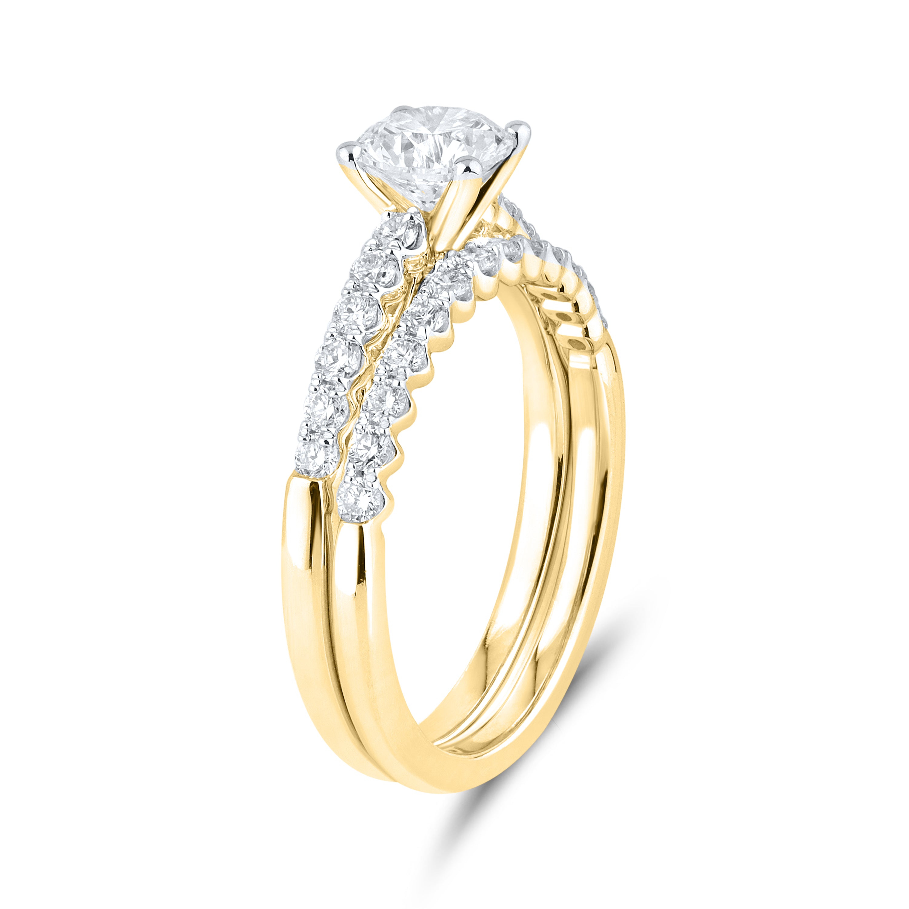14KT YELLOW GOLD 1.25 CTW LAB DIAMOND BRIDAL SET