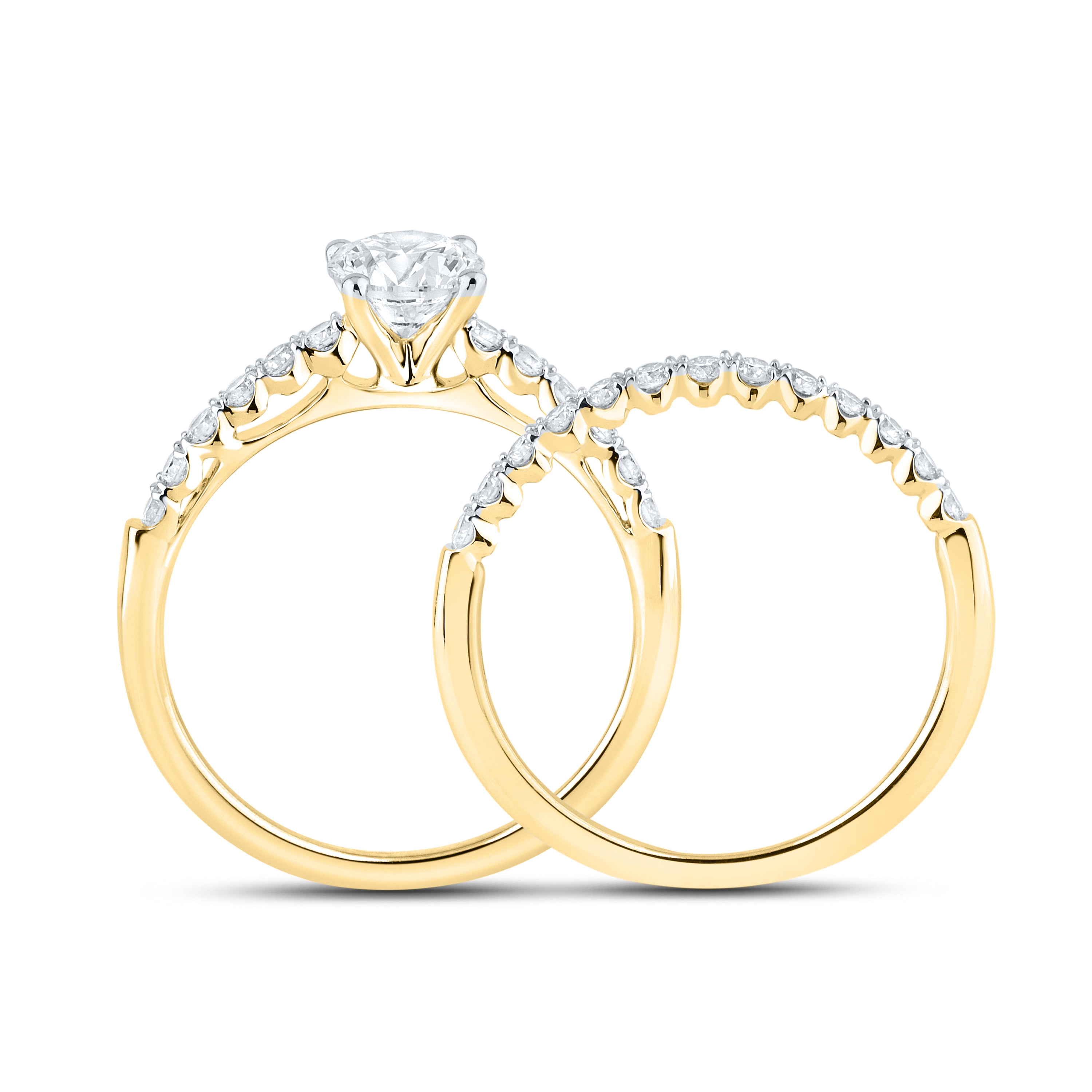 14KT YELLOW GOLD 1.25 CTW LAB DIAMOND BRIDAL SET