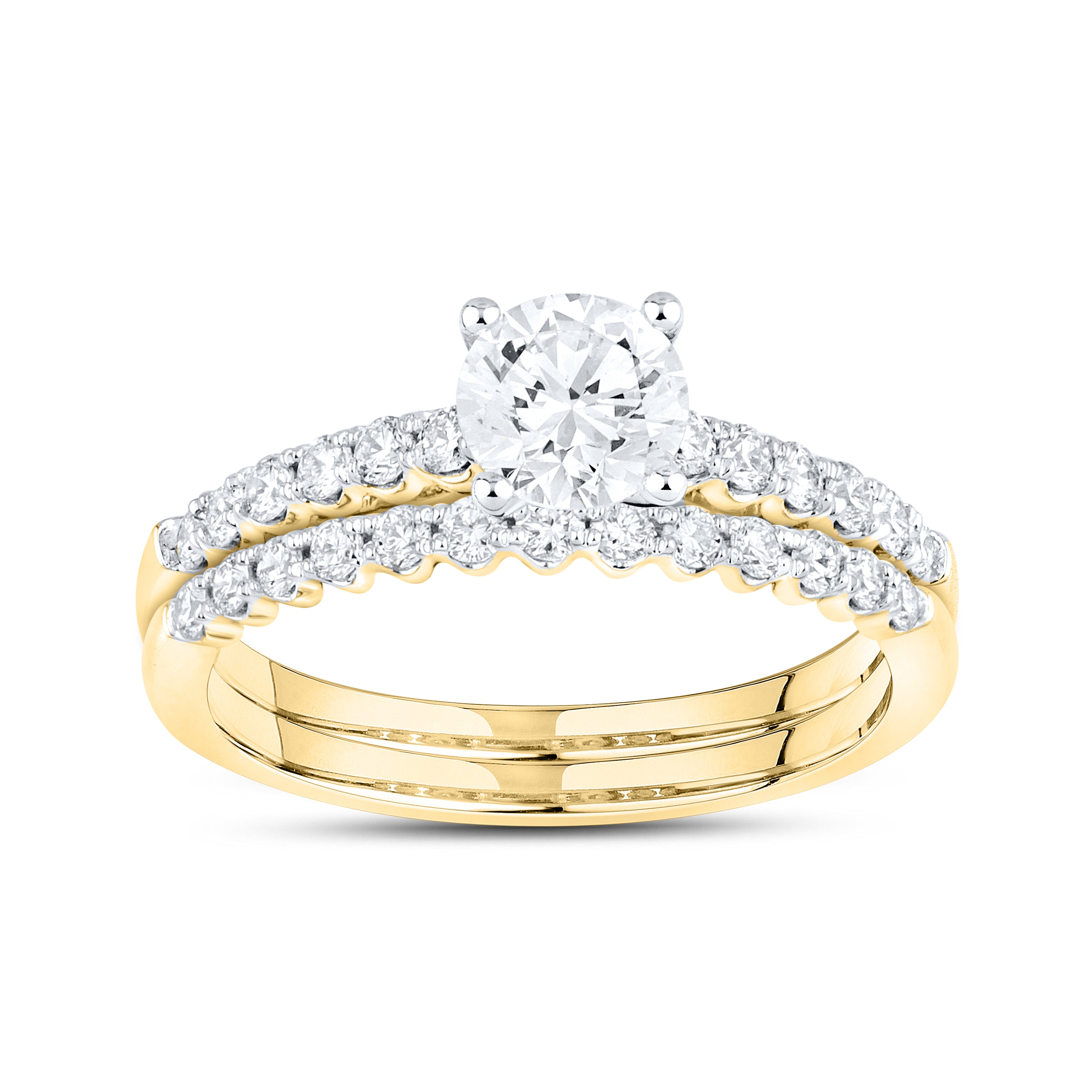 14KT YELLOW GOLD 1.25 CTW LAB DIAMOND BRIDAL SET