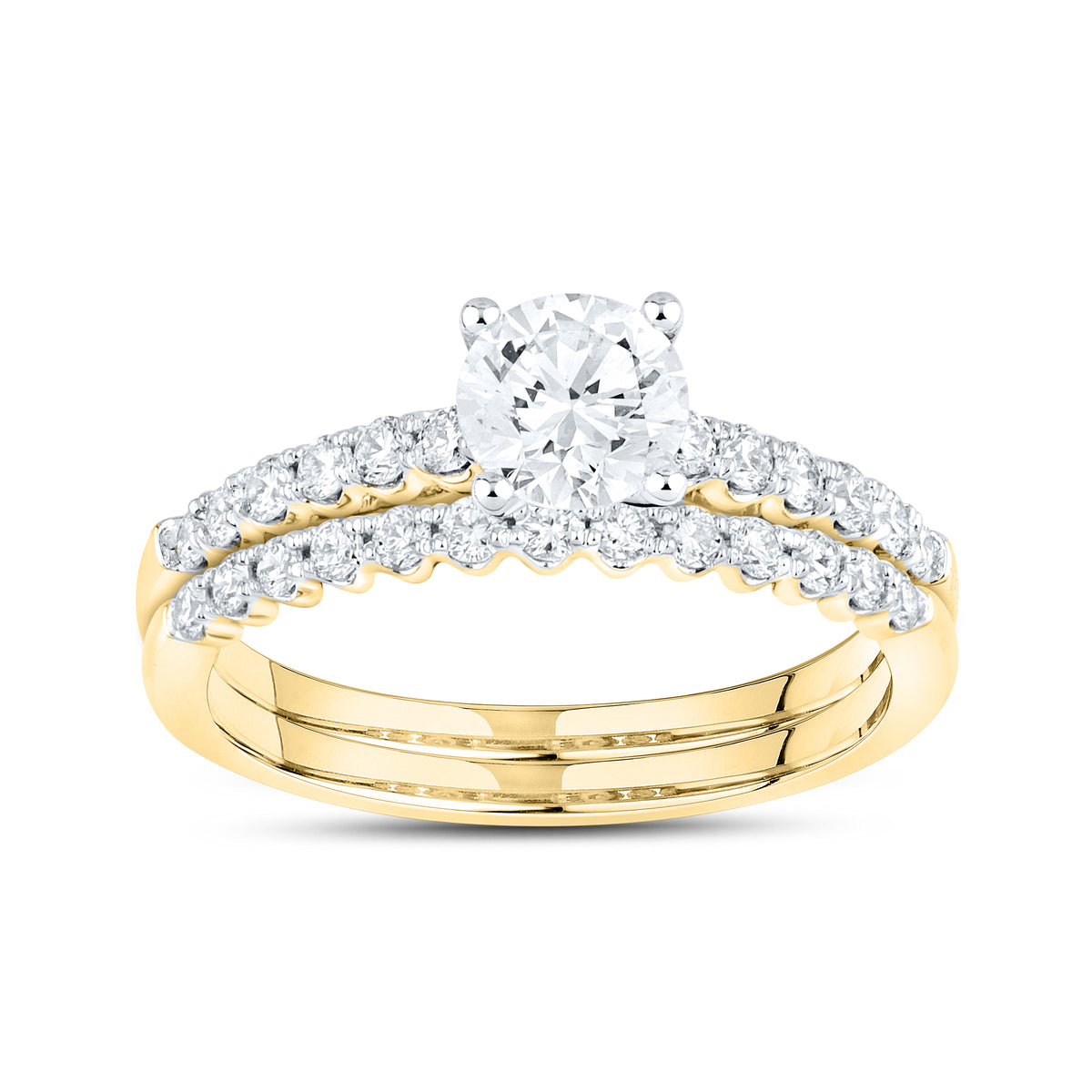 14KT YELLOW GOLD 1.25 CTW LAB DIAMOND BRIDAL SET