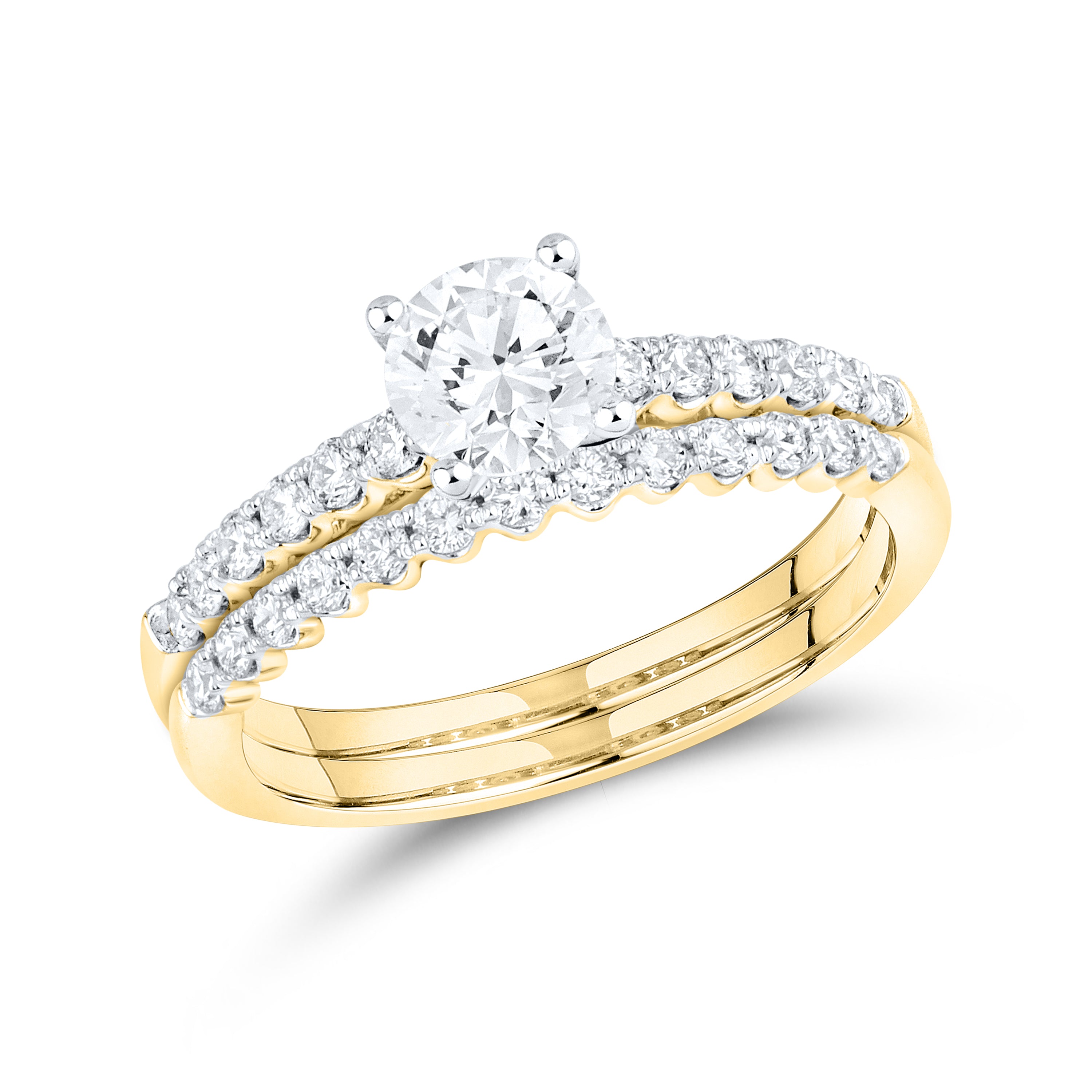 14KT YELLOW GOLD 1.25 CTW LAB DIAMOND BRIDAL SET