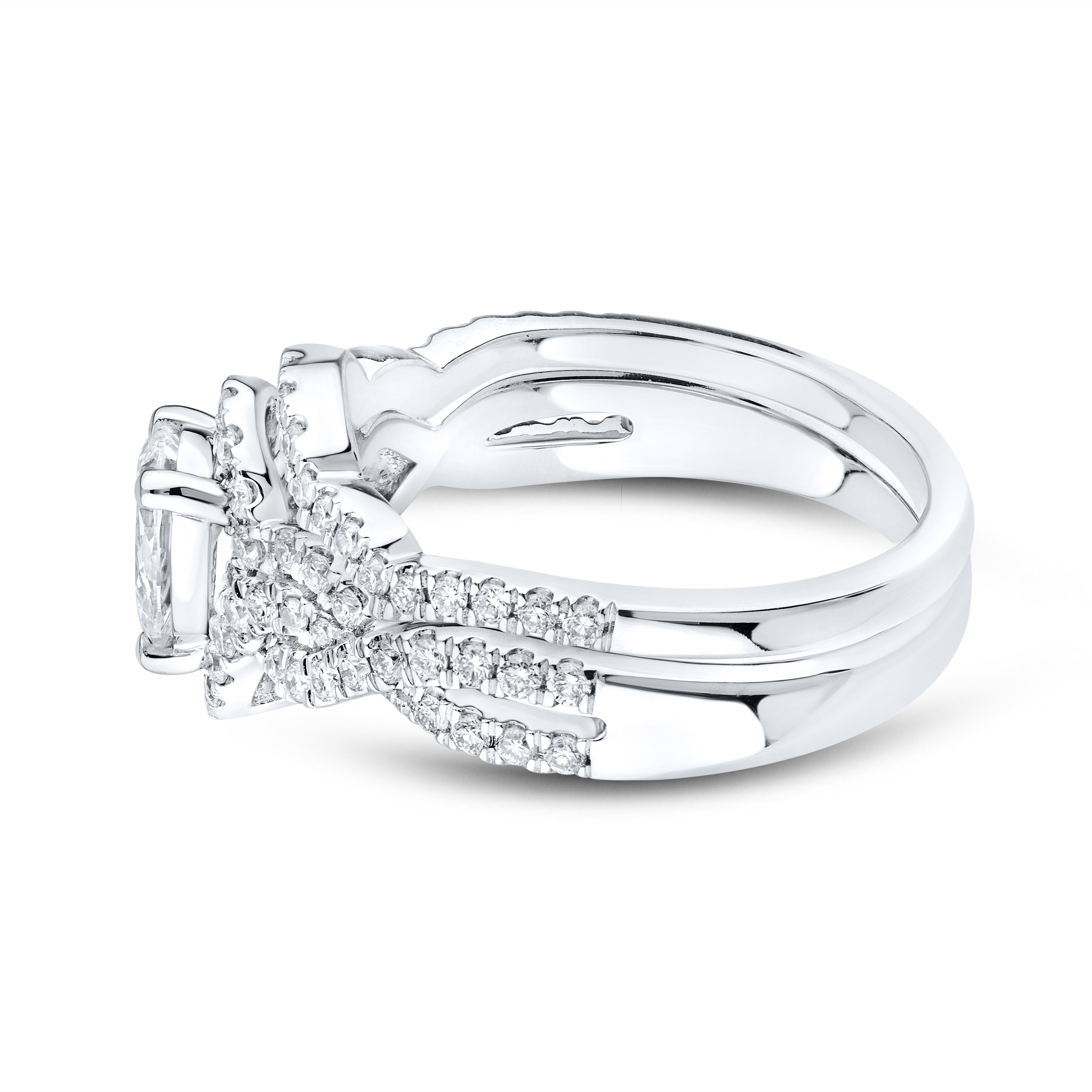 10kt White Gold 1.19 CTW Lab Diamond Bridal Ring Set