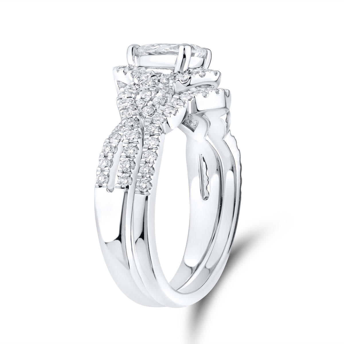 10kt White Gold 1.19 CTW Lab Diamond Bridal Ring Set