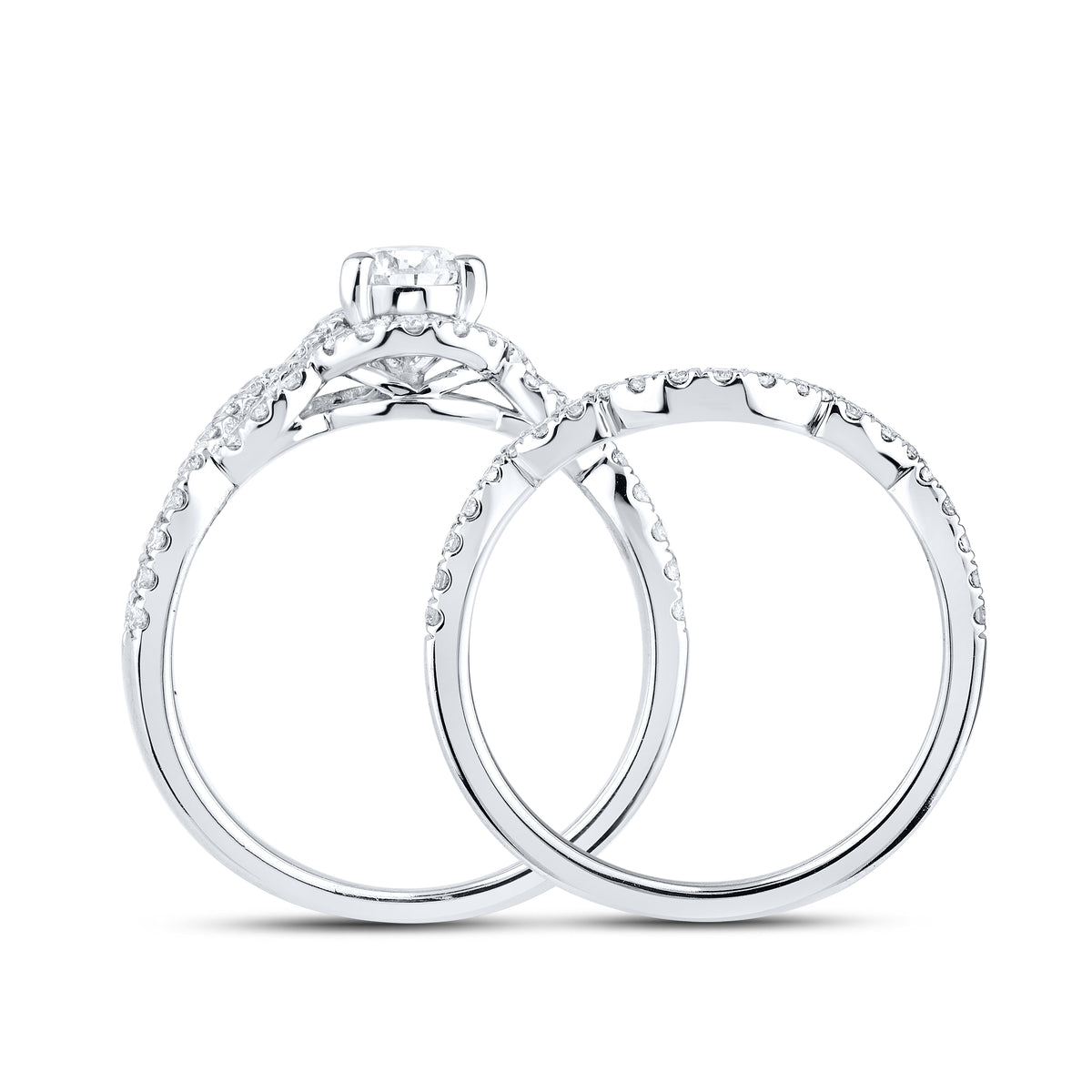 10kt White Gold 1.19 CTW Lab Diamond Bridal Ring Set