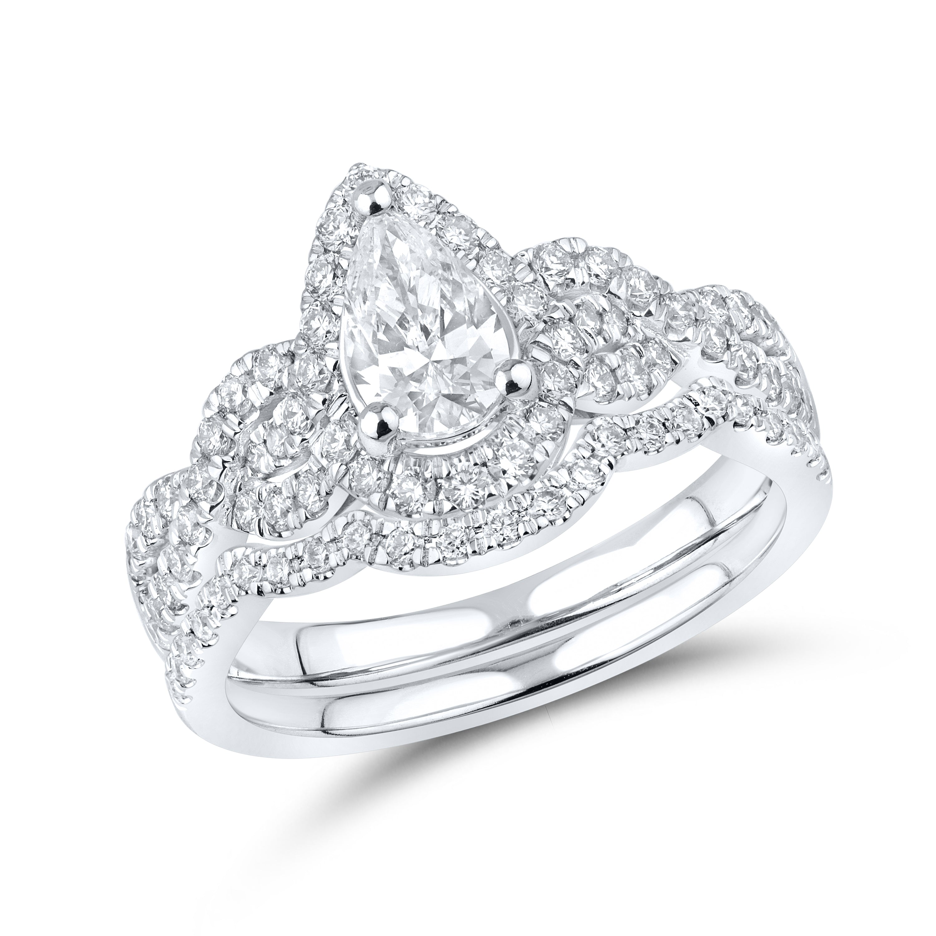 10kt White Gold 1.19 CTW Lab Diamond Bridal Ring Set