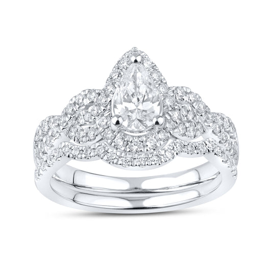 10kt White Gold 1.19 CTW Lab Diamond Bridal Ring Set