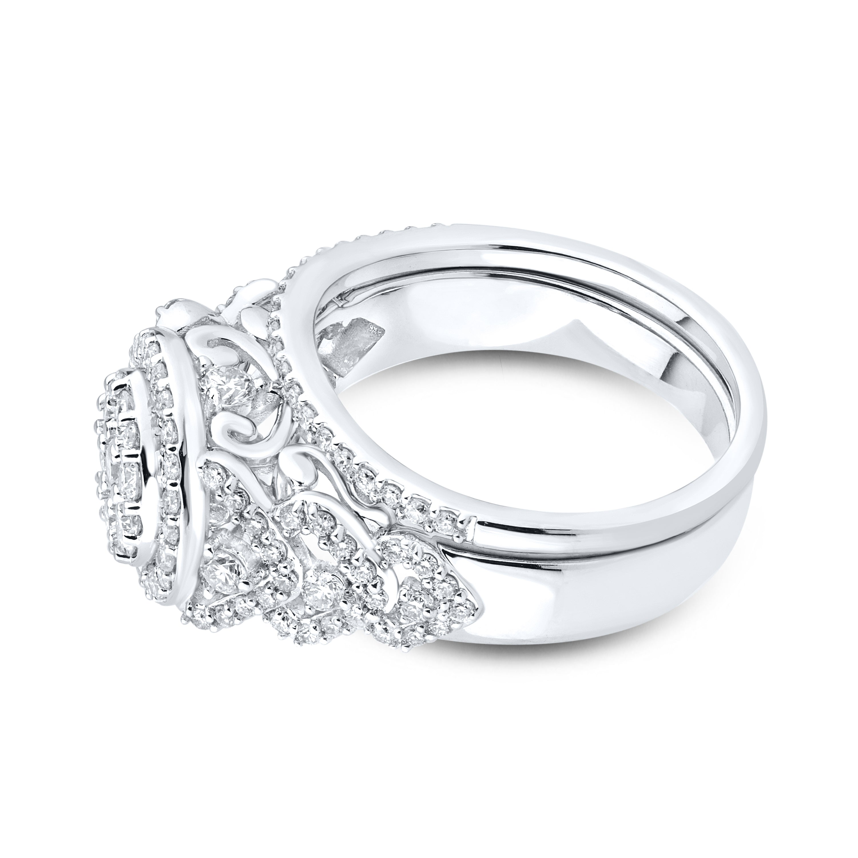 14kt White Gold 1.13 CTW  Lab Diamond Bridal Ring Set