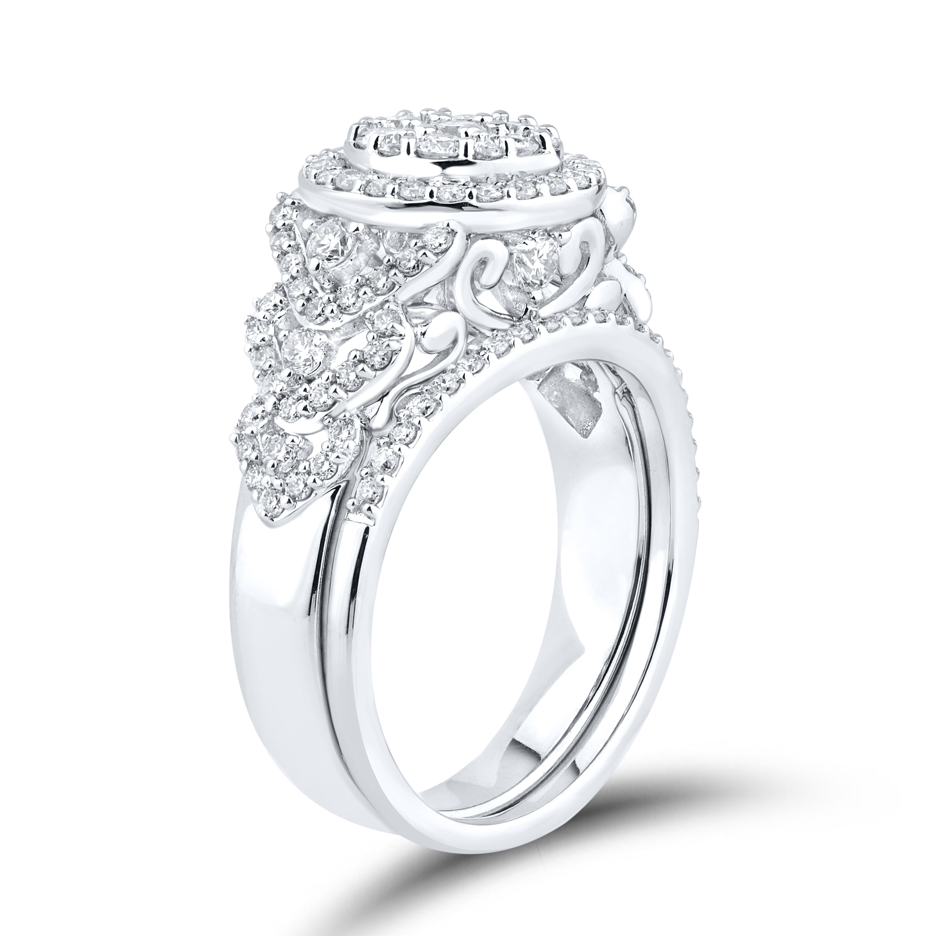14kt White Gold 1.13 CTW  Lab Diamond Bridal Ring Set