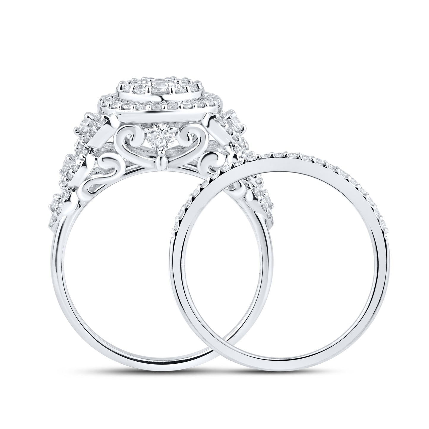 14kt White Gold 1.13 CTW  Lab Diamond Bridal Ring Set