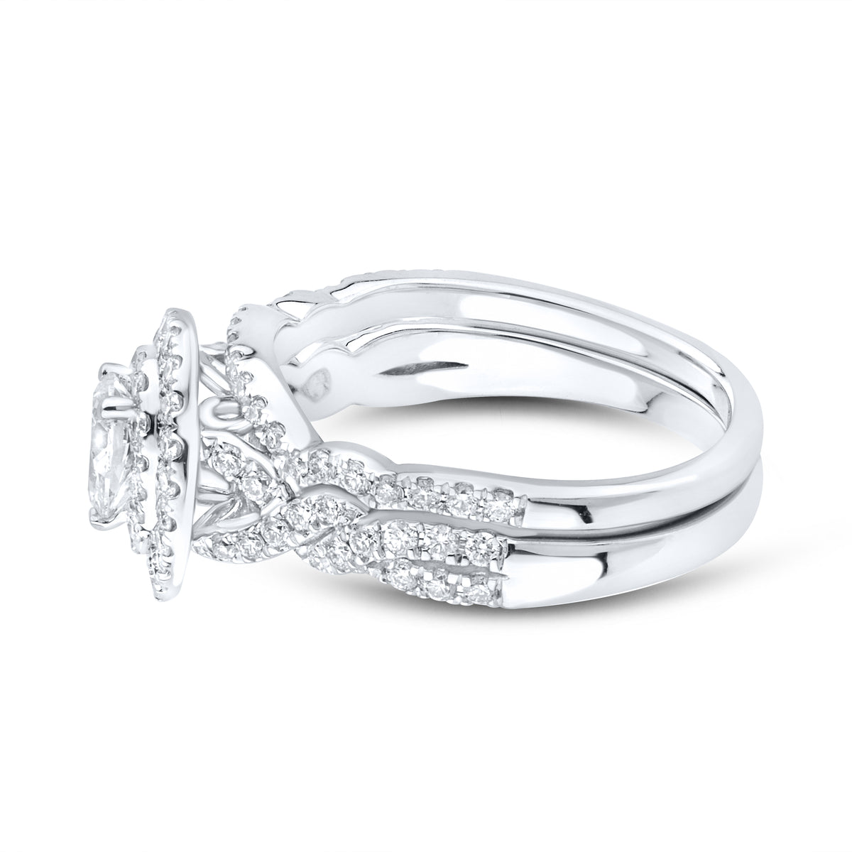 10kt White Gold 1.11 CTW Lab Diamond Bridal Ring Set