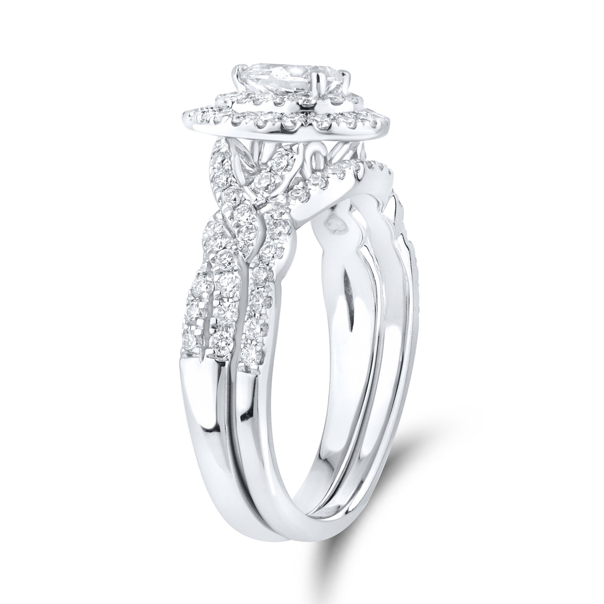 10kt White Gold 1.11 CTW Lab Diamond Bridal Ring Set