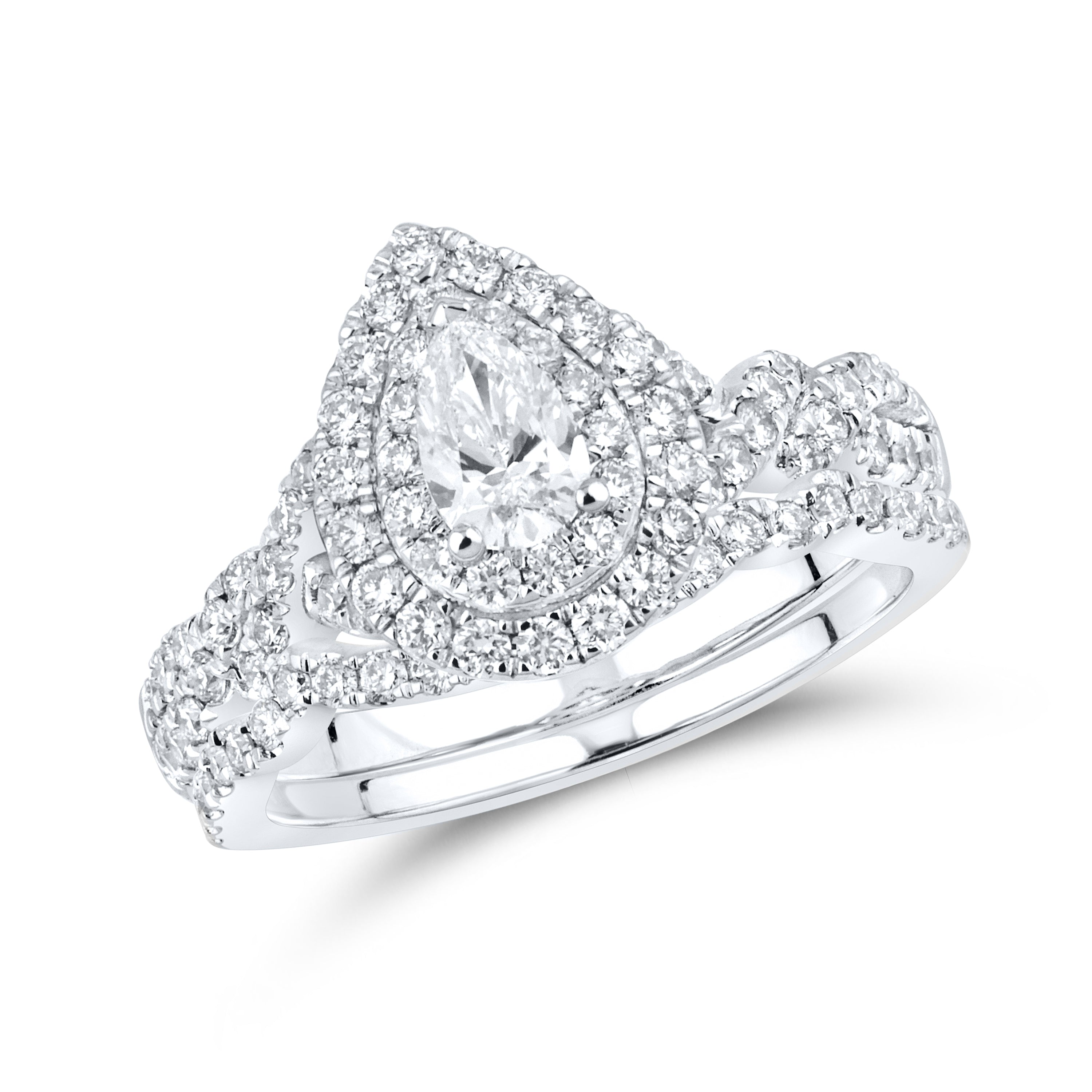 10kt White Gold 1.11 CTW Lab Diamond Bridal Ring Set