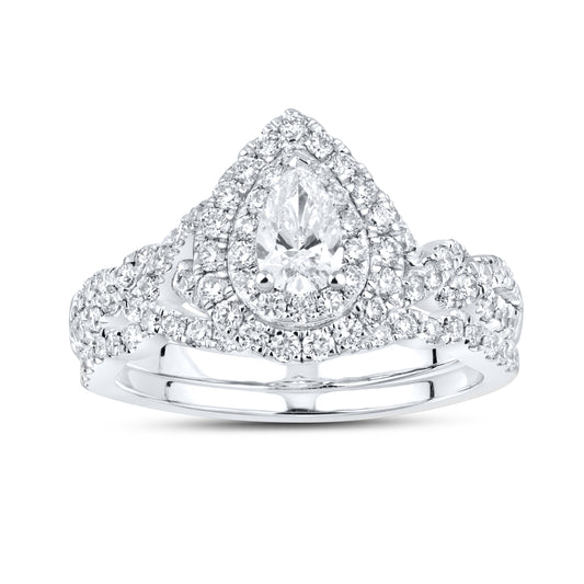 10kt White Gold 1.11 CTW Lab Diamond Bridal Ring Set