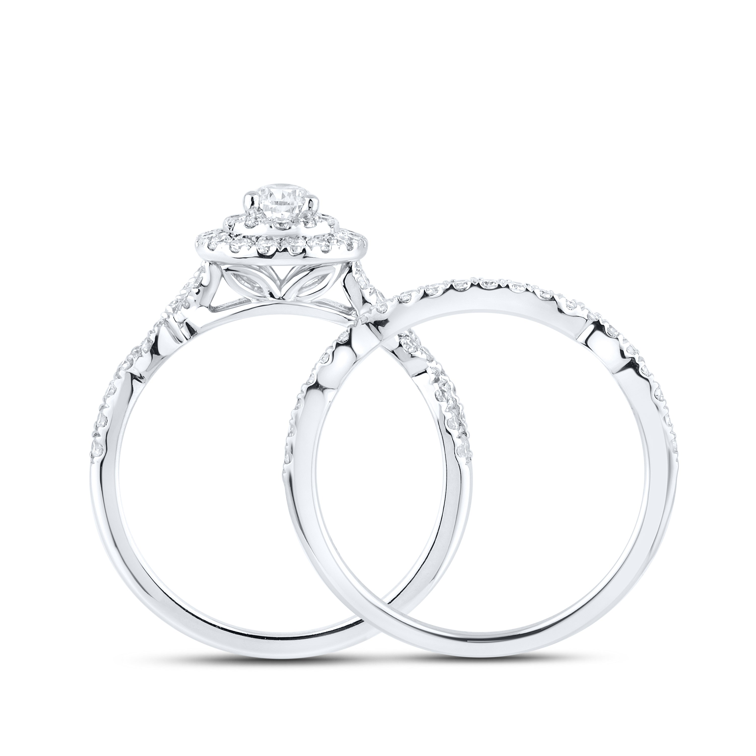10kt White Gold 1.11 CTW Lab Diamond Bridal Ring Set