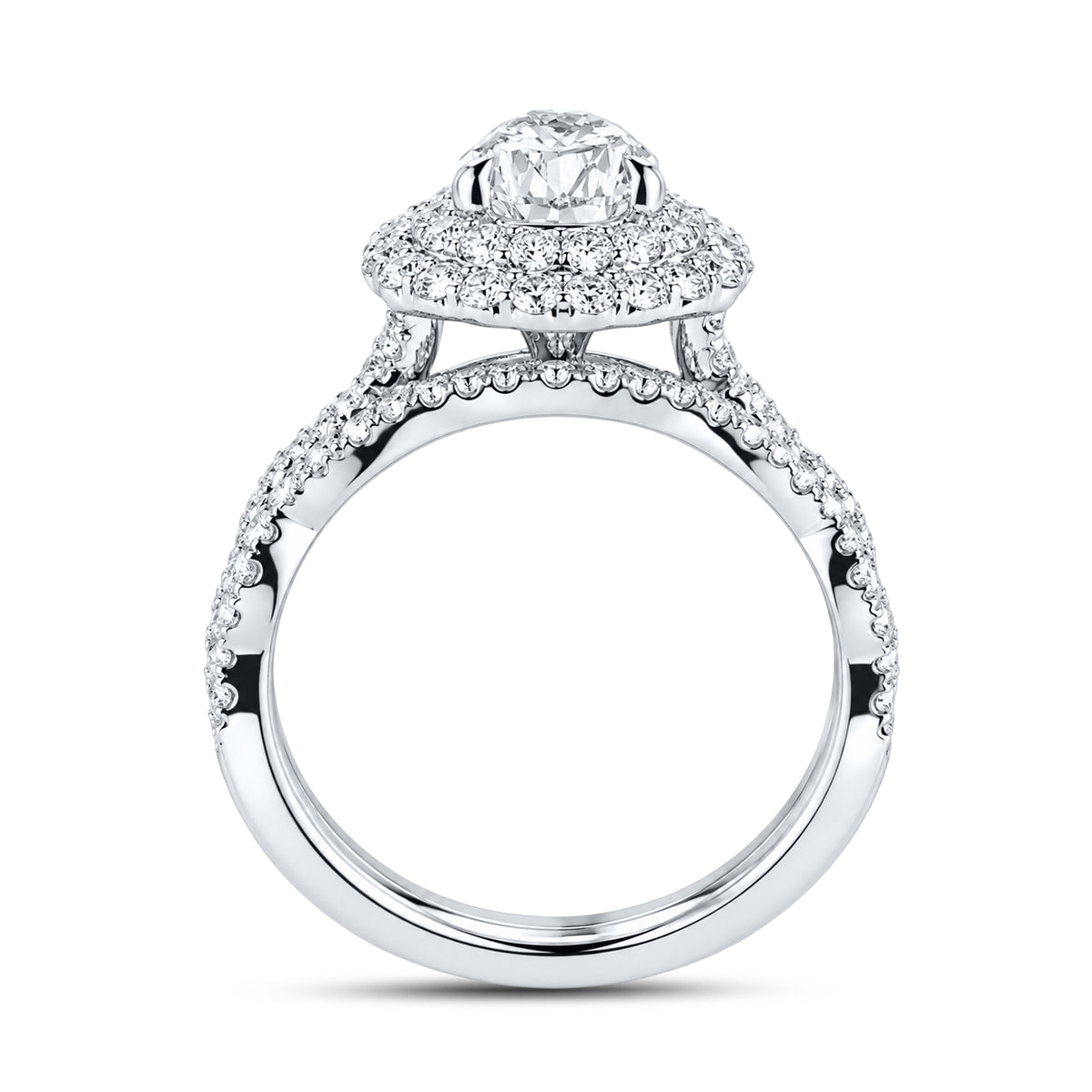 14kt White Gold 2.00 CTW  Pear Shape  Lab Diamond Bridal Ring Set