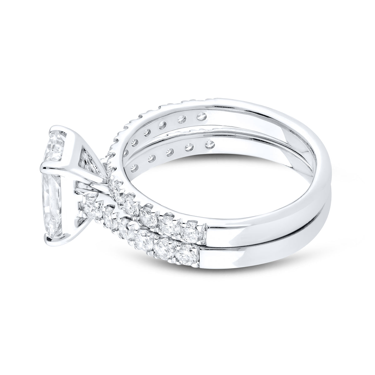 14KT WHITE GOLD 3.00 CTW LAB DIAMOND BRIDAL SET