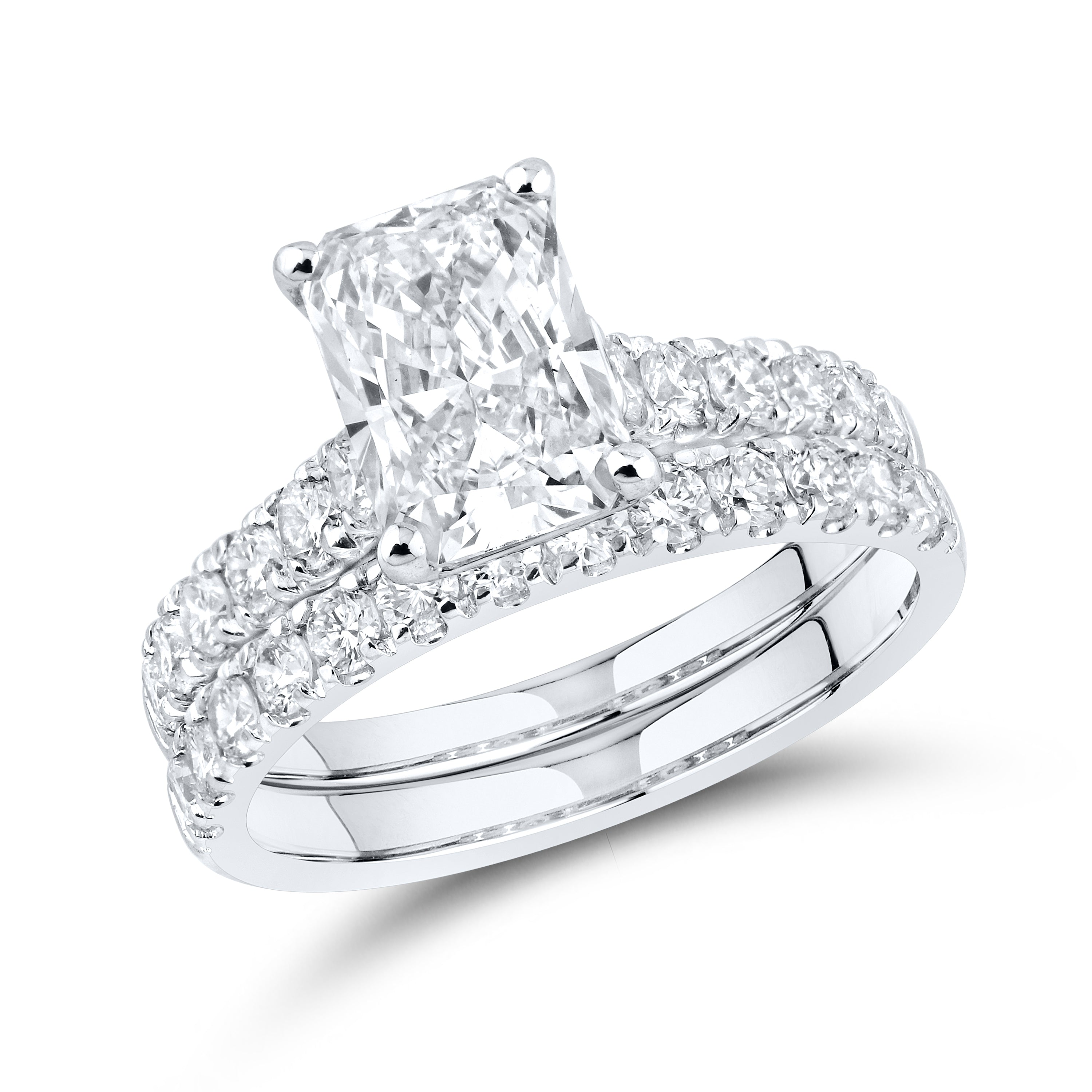 14KT WHITE GOLD 3.00 CTW LAB DIAMOND BRIDAL SET