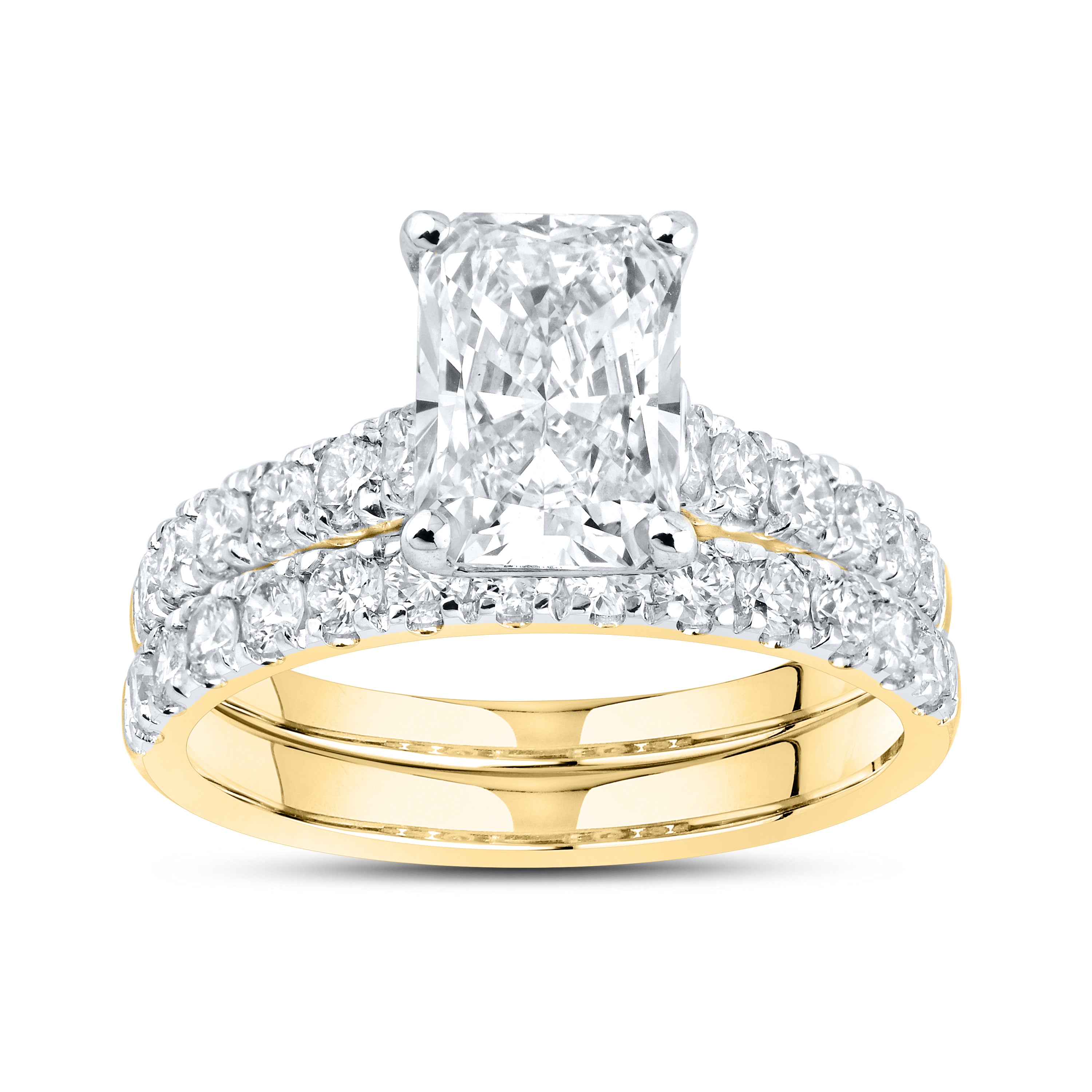 14KT YELLOW GOLD 3.00 CTW LAB DIAMOND BRIDAL SET