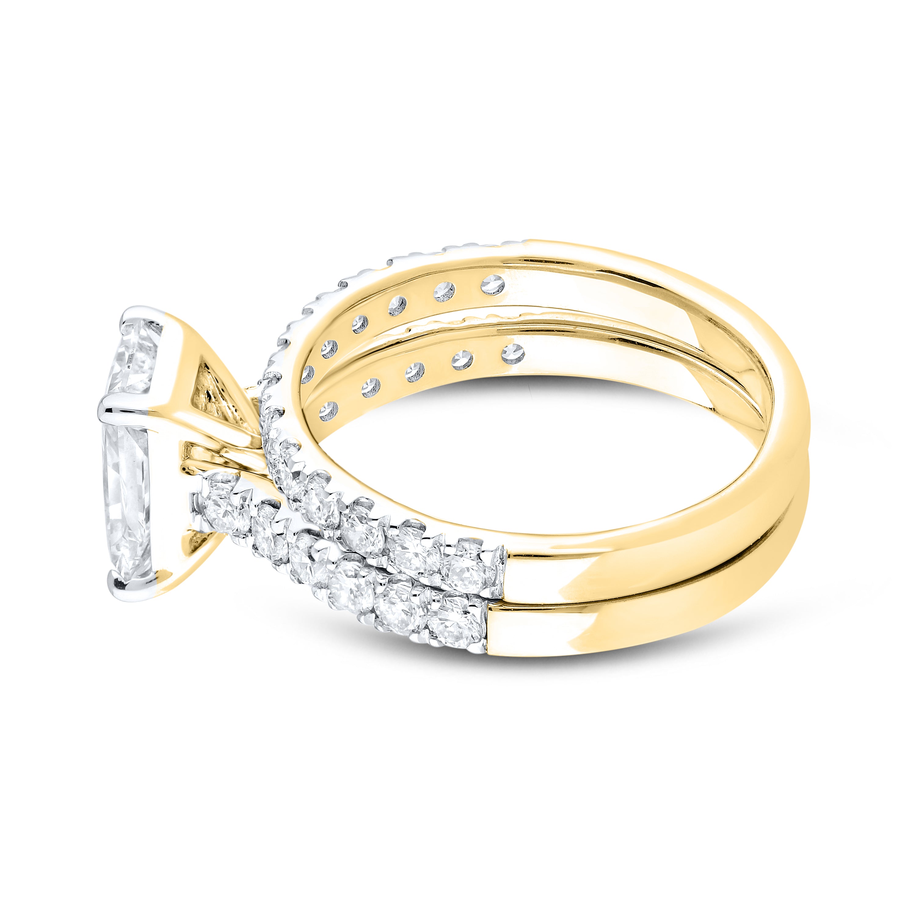 14KT YELLOW GOLD 3.00 CTW LAB DIAMOND BRIDAL SET