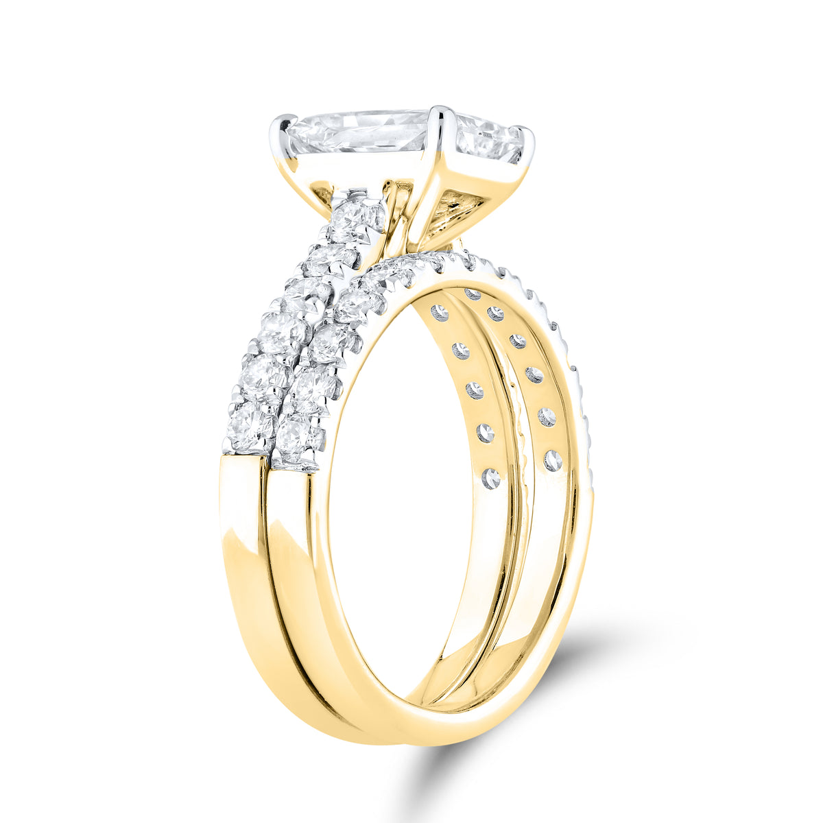 14KT YELLOW GOLD 3.00 CTW LAB DIAMOND BRIDAL SET
