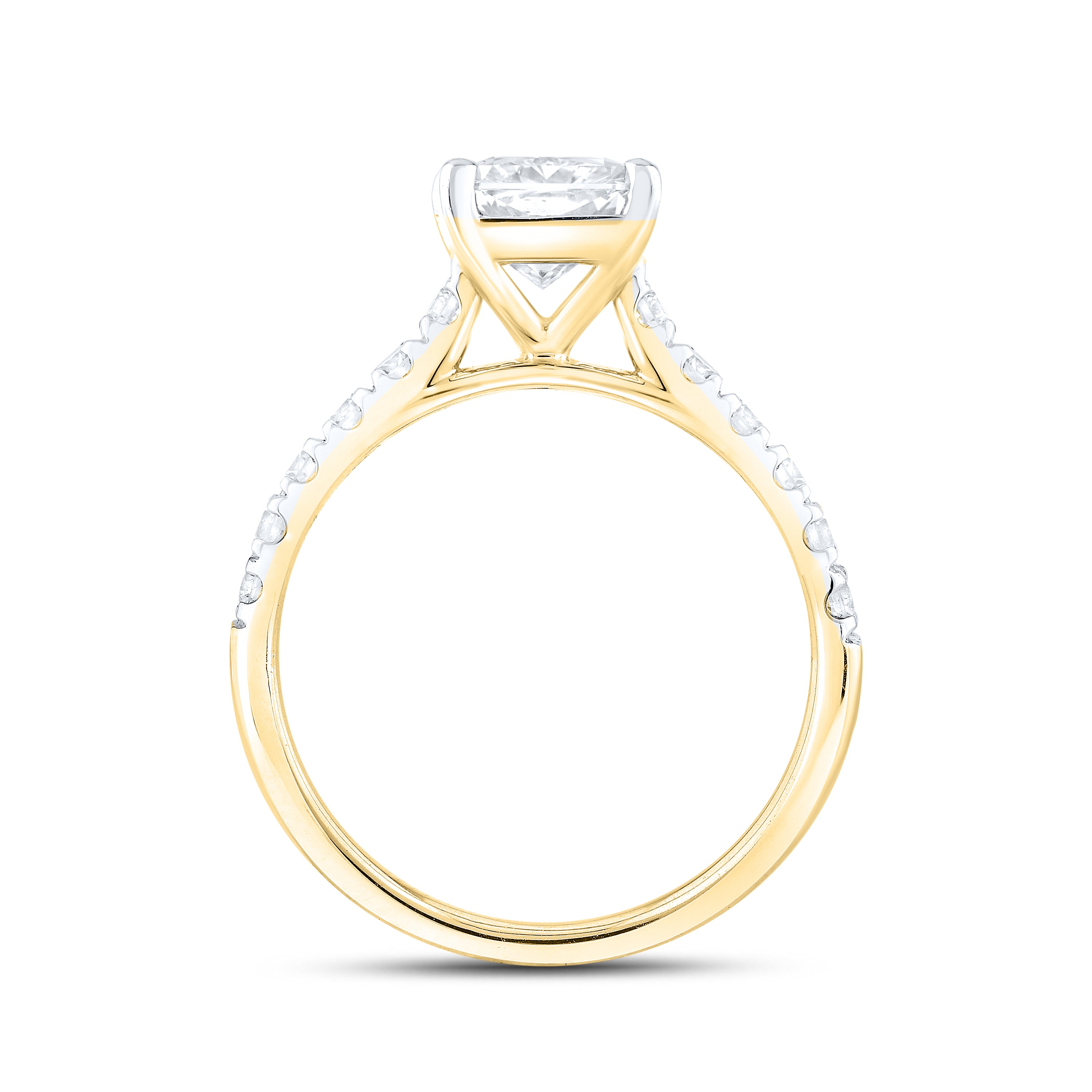 14KT YELLOW GOLD 3.00 CTW LAB DIAMOND BRIDAL SET