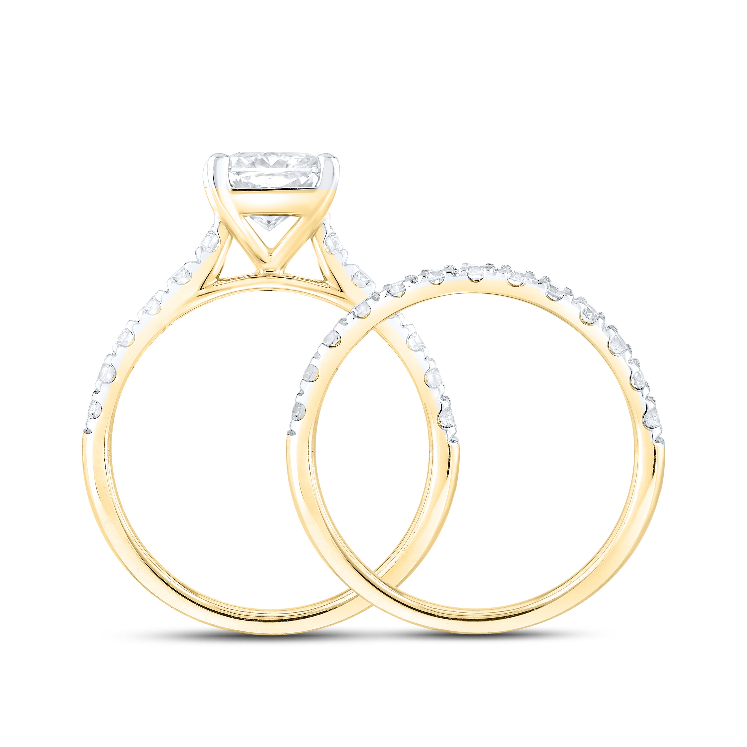 14KT YELLOW GOLD 3.00 CTW LAB DIAMOND BRIDAL SET