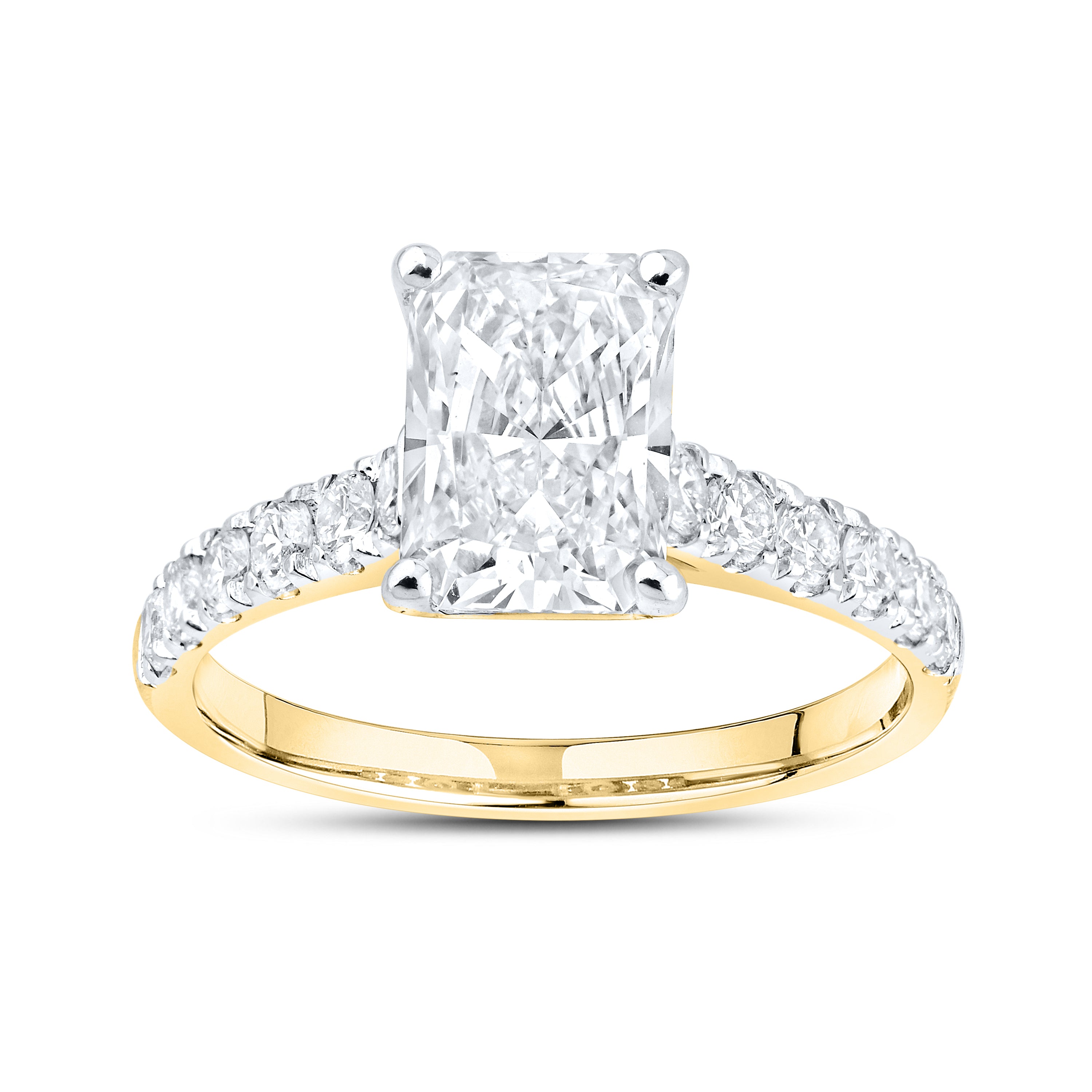 14KT YELLOW GOLD 3.00 CTW LAB DIAMOND BRIDAL SET