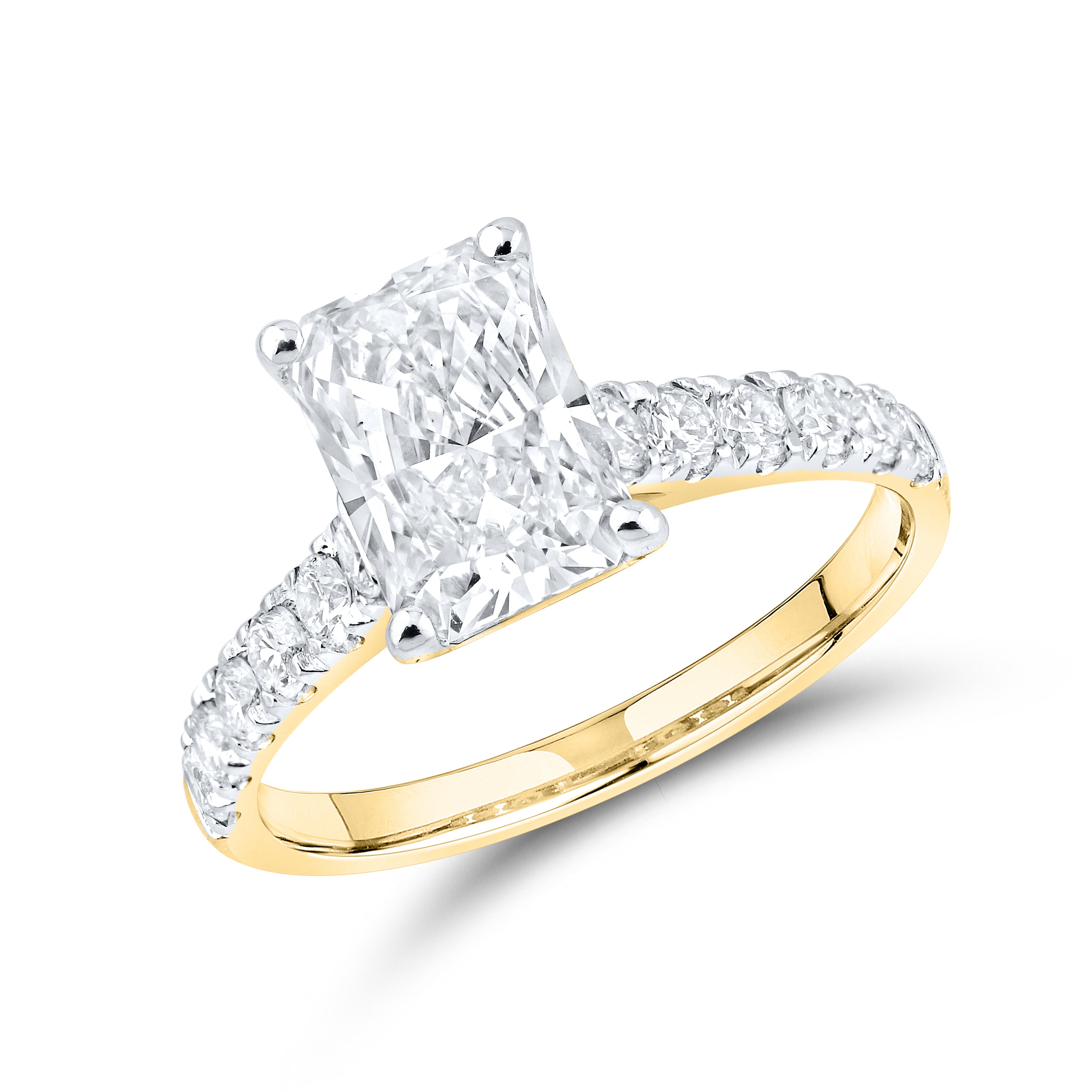 14KT YELLOW GOLD 3.00 CTW LAB DIAMOND BRIDAL SET