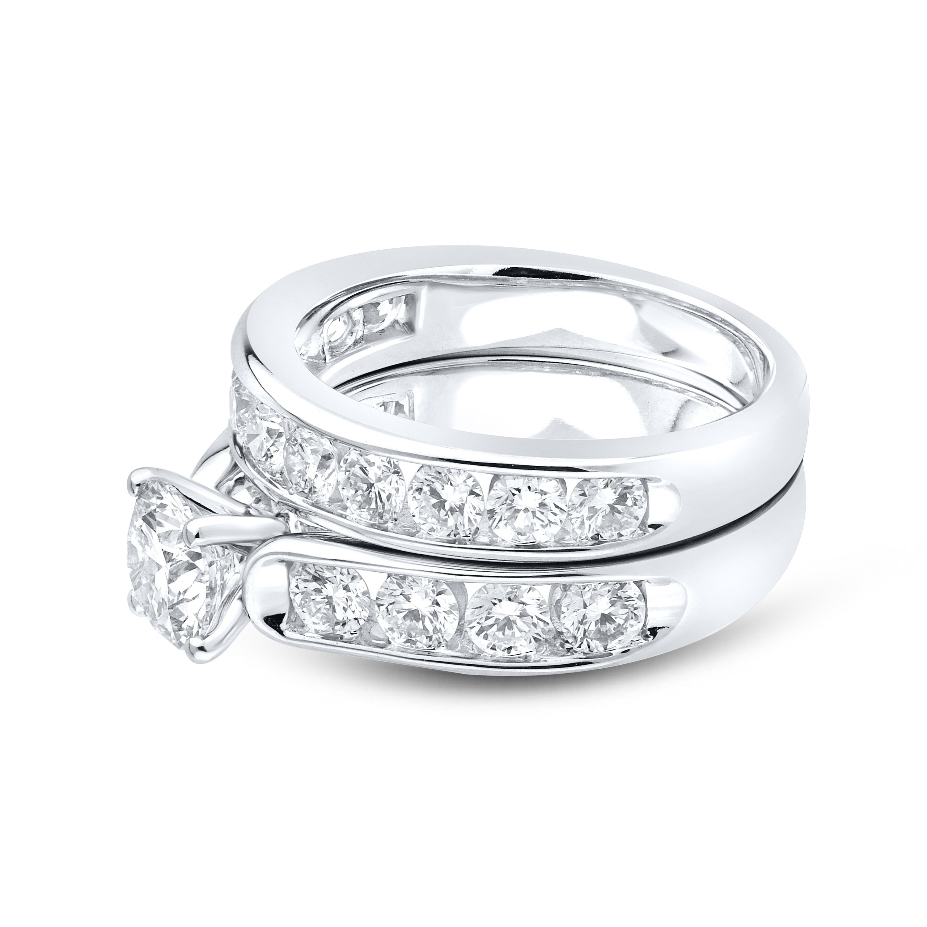 10k white gold 3.05 CTW Lab Diamond Bridal ring set