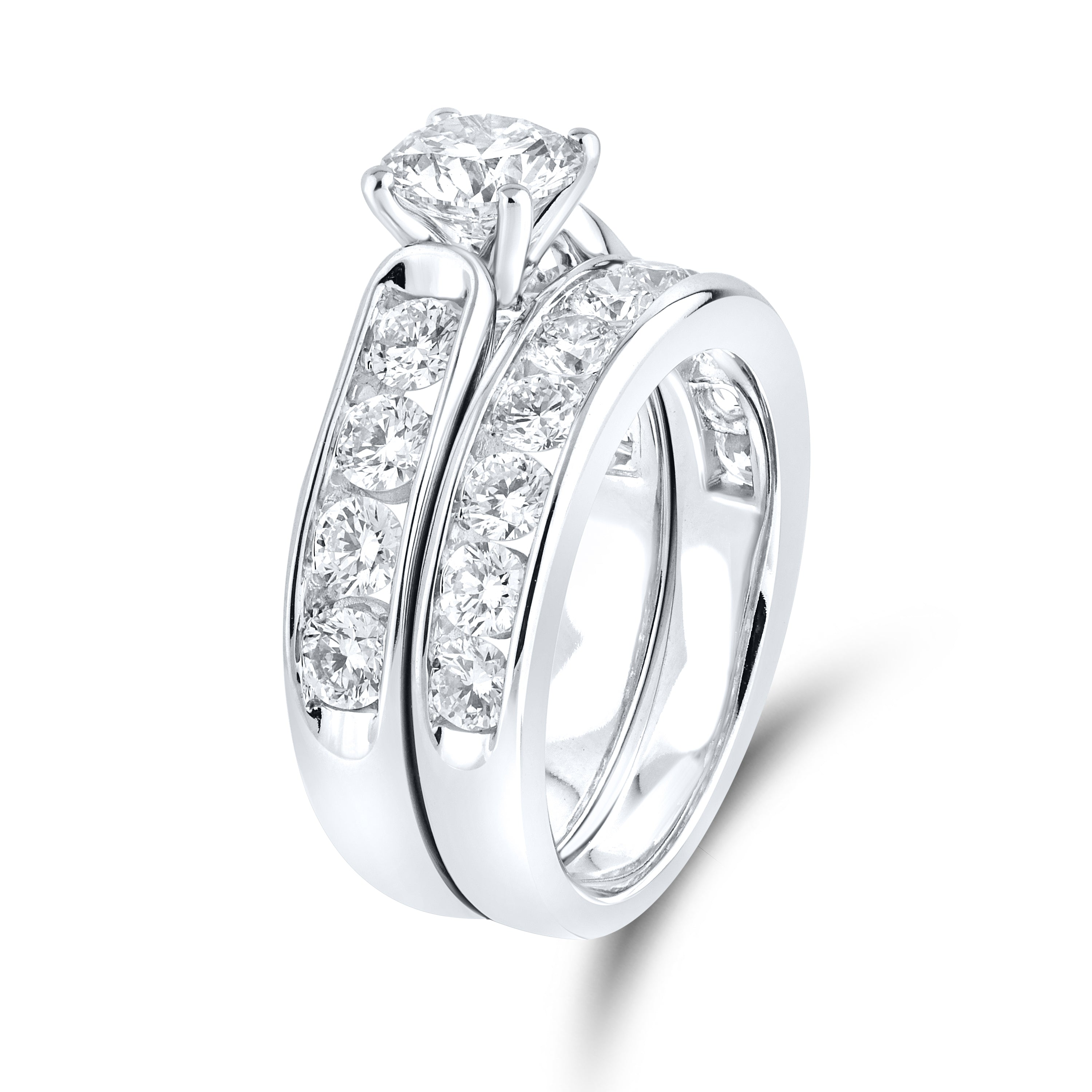 10k white gold 3.05 CTW Lab Diamond Bridal ring set