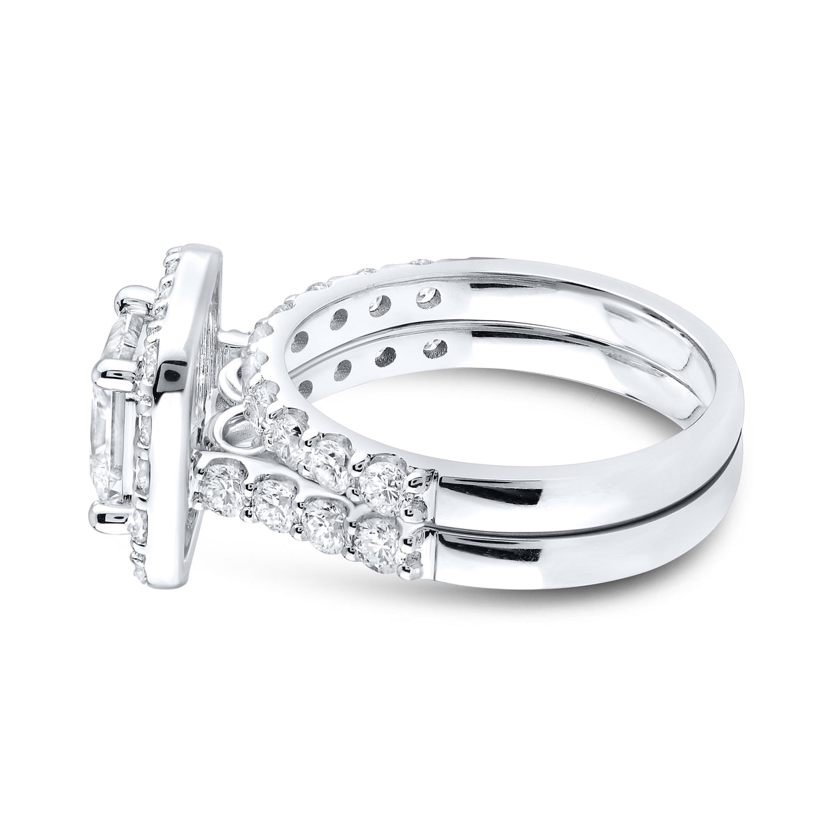 14KT WHITE GOLD 3 CTW LAB DIAMOND BRIDAL SET