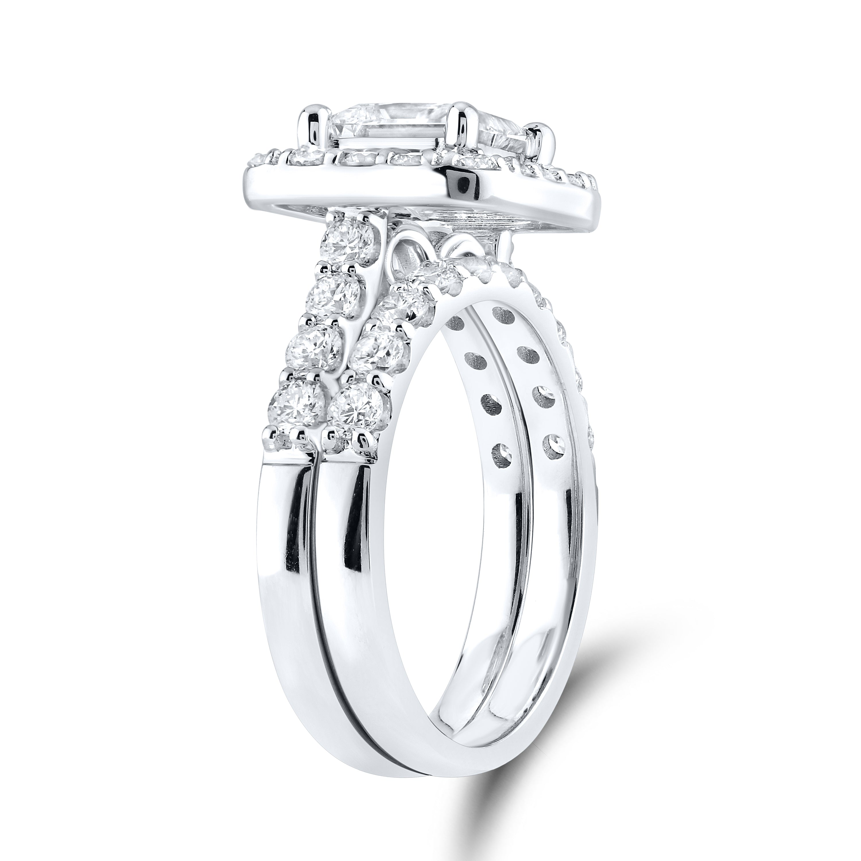 14KT WHITE GOLD 3 CTW LAB DIAMOND BRIDAL SET