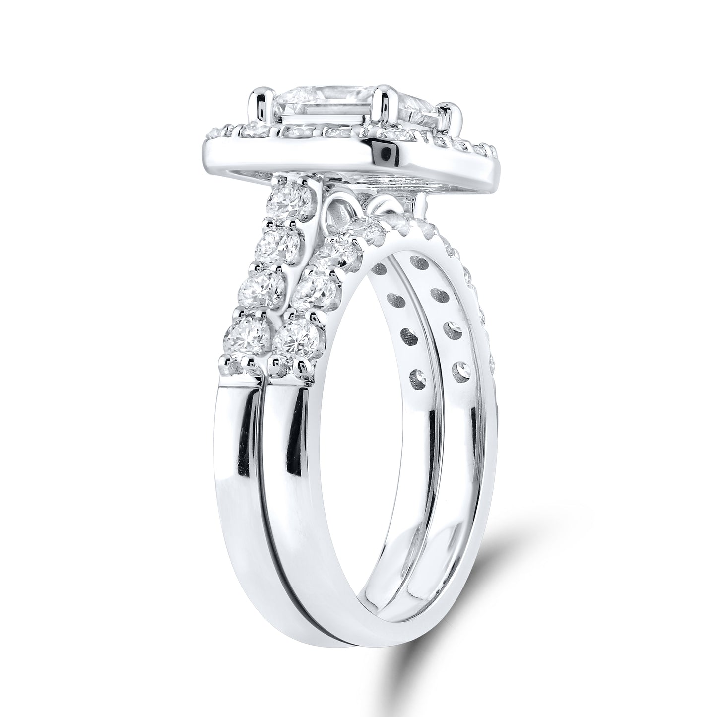 14KT WHITE GOLD 3 CTW LAB DIAMOND BRIDAL SET