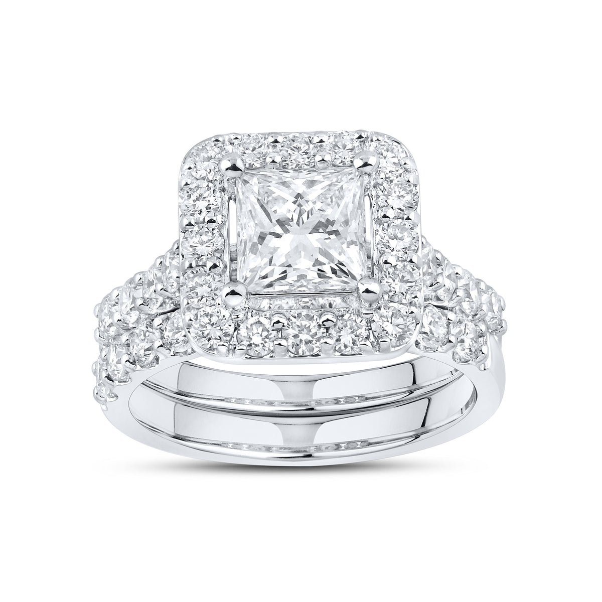 14KT WHITE GOLD 3 CTW LAB DIAMOND BRIDAL SET